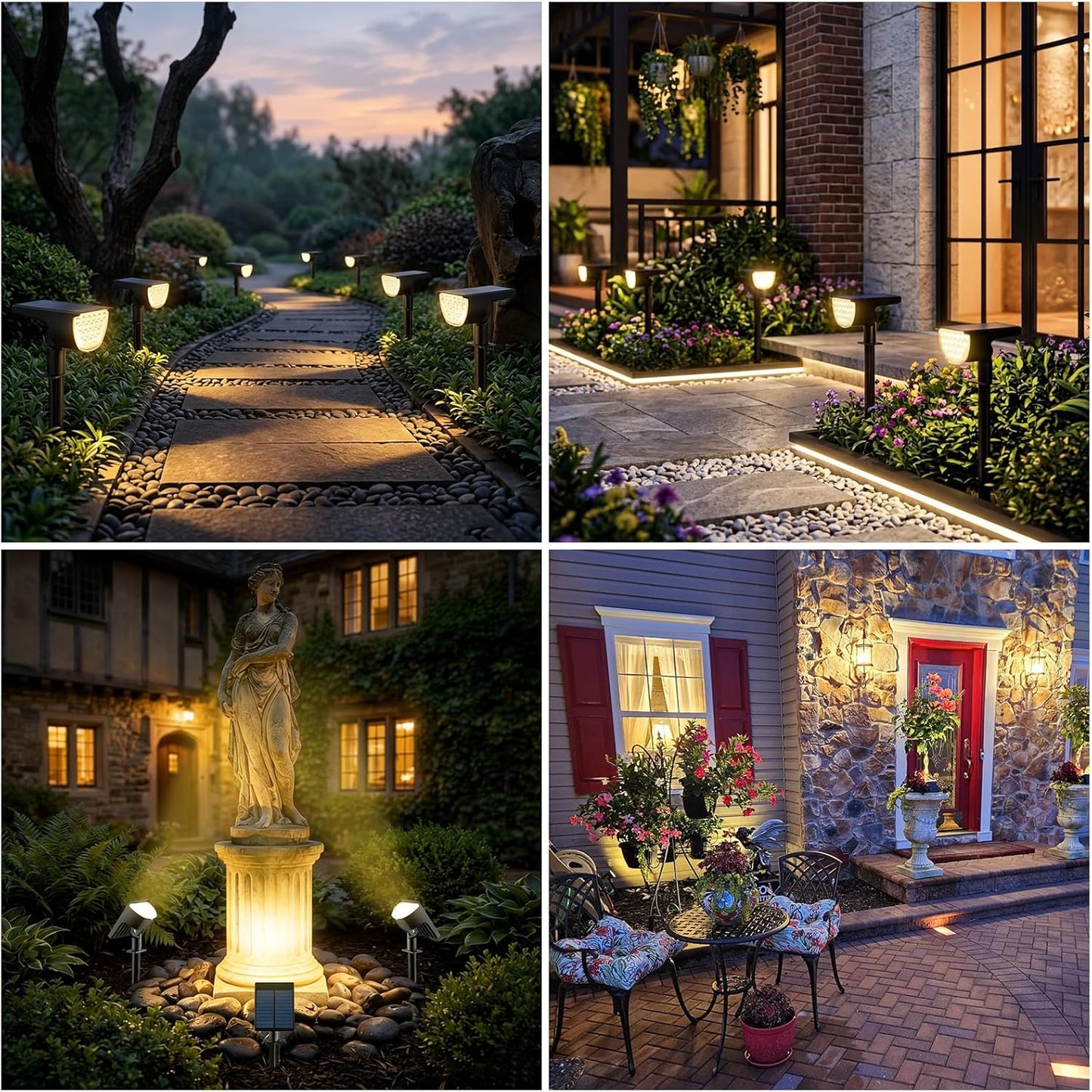 GKGG Solar Lights Outdoor Waterproof IP65, Solar Powered 76 LED 3 Lighting Modes Solar Spot Lights Outdoor for Yard Garden Landscape Pathway (Warm White, 4 Pack)