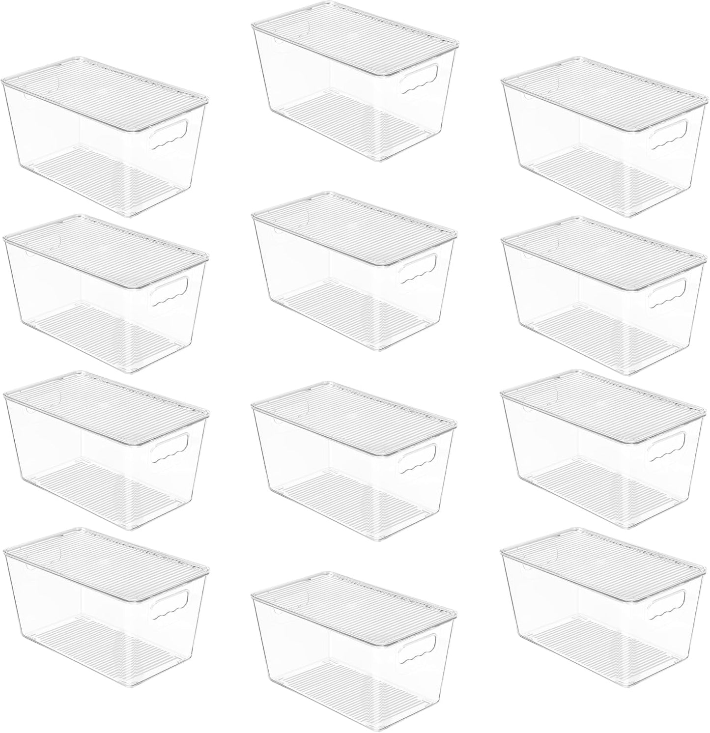 Vtopmart 6 Pack Clear Stackable Storage Bins with Lids, Large Plastic Containers with Handle for Pantry Organizer and Storage,Perfect for Bathroom,Cabinet,Kitchen,Fridge,Closet Organization