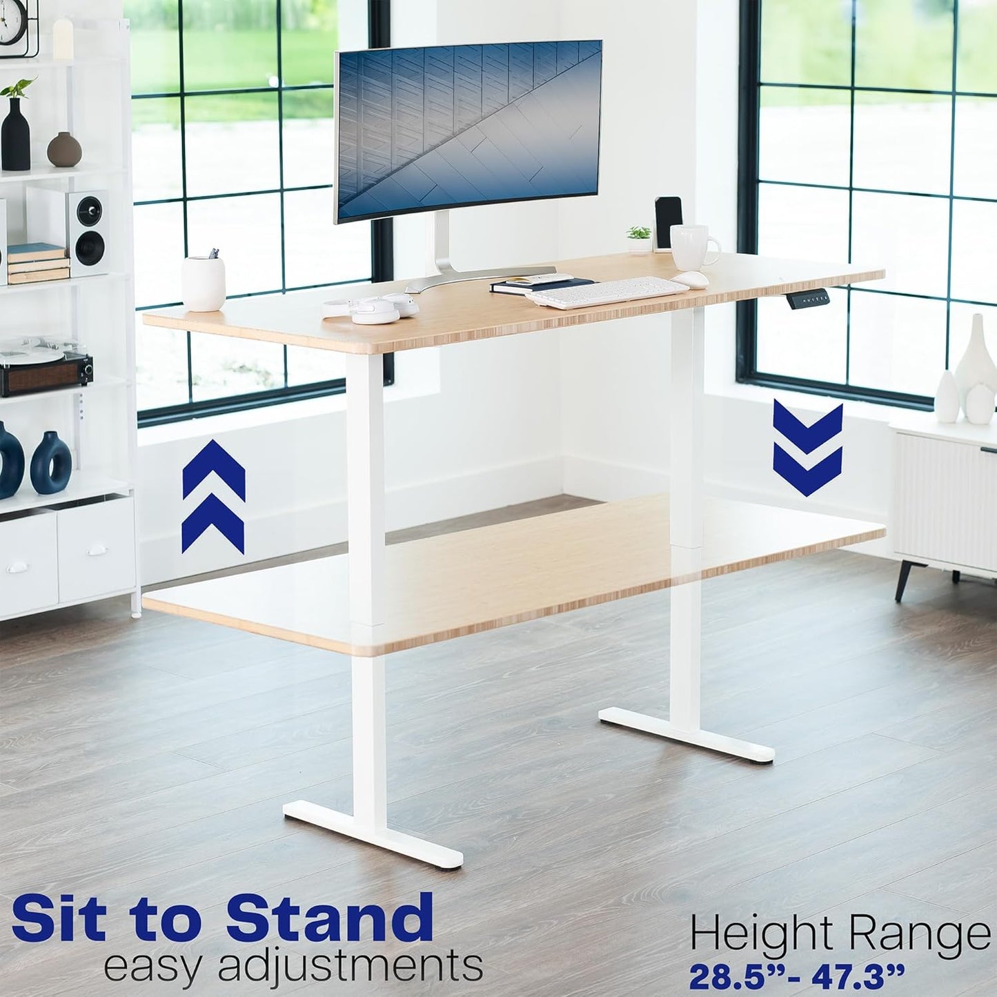 VIVO Heavy Duty Dual Motor Electric Sit Stand Desk Frame, 220 lbs Capacity, Fits up to 77 x 43 inch Tops, Memory Controller Height Adjustable Frame Only, White, DESK-E-200W