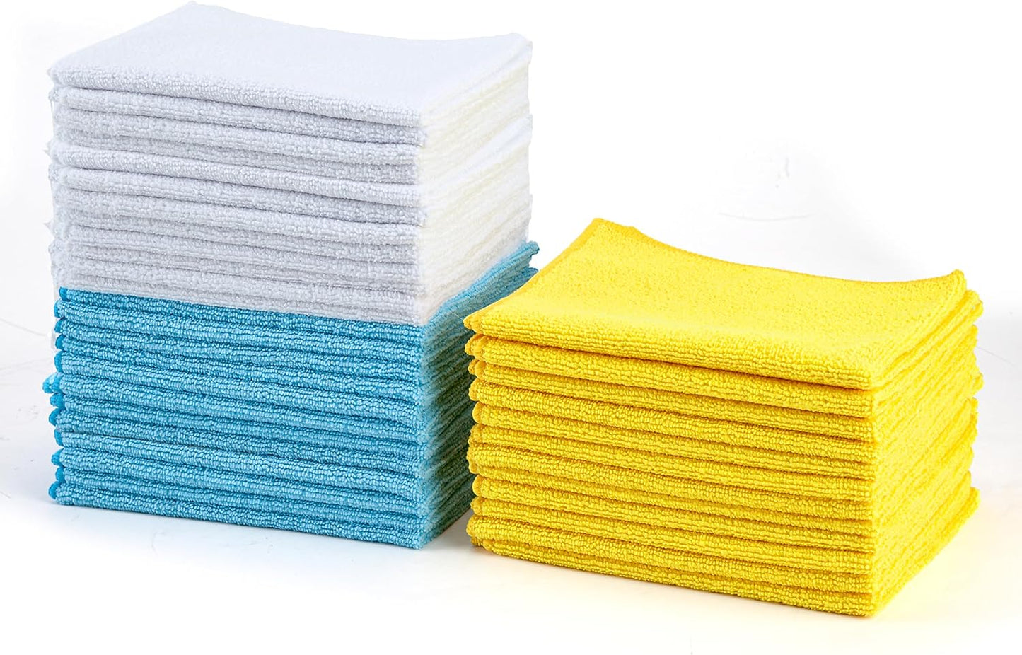 Amazon Basics Microfiber Cleaning Cloths, Ultra Absorbent, Scratch-Free, Non-Abrasive, Reusable and Washable, 16" x 12", Green/Gray/Pink, 48-Pack