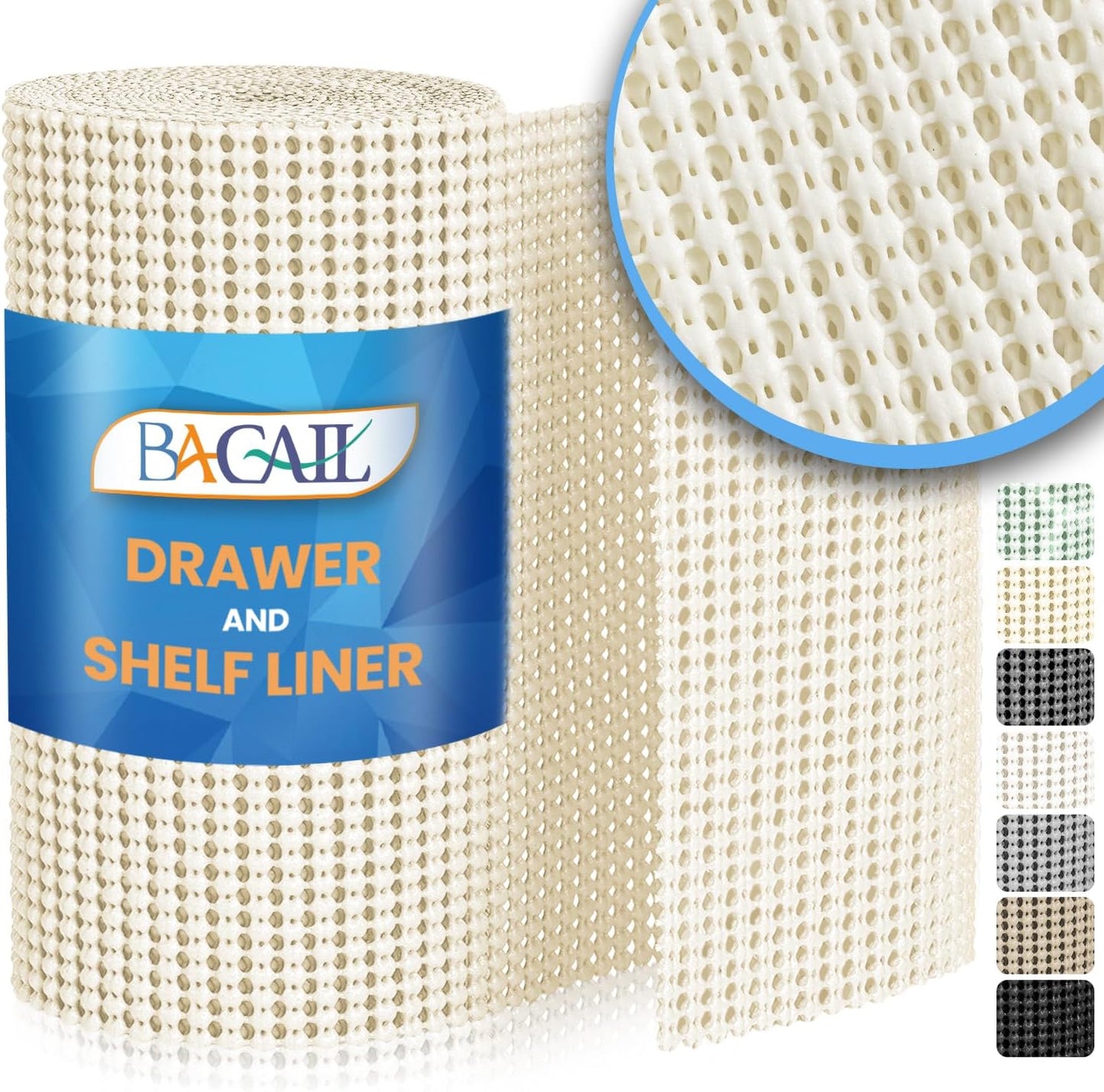BAGAIL Non-Adhesive Shelf Liner, Thick Strong Grip Drawer Liners for Kitchen Cabinets, Heavy-Duty Easy Cut Cabinet Liners for Shelves, Pantry, Bathroom Cupboards - 12" x 20FT, Beige