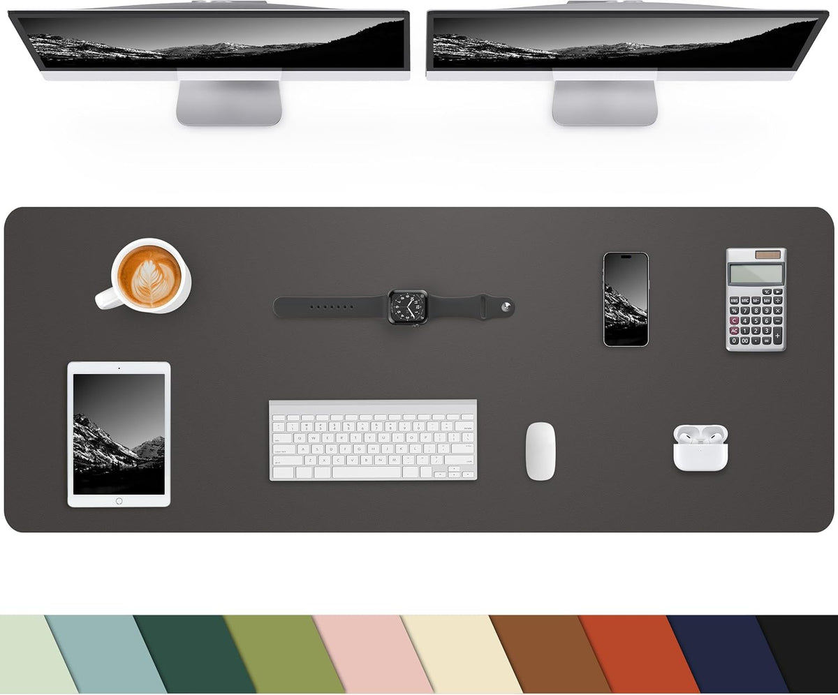 Leather Desk Pad Protector, Office Mat, Large Mouse Pad, Non-Slip Blotter, Laptop Pad, Waterproof Writing Pad for Office & Home (Ivory White, 40" x 17")