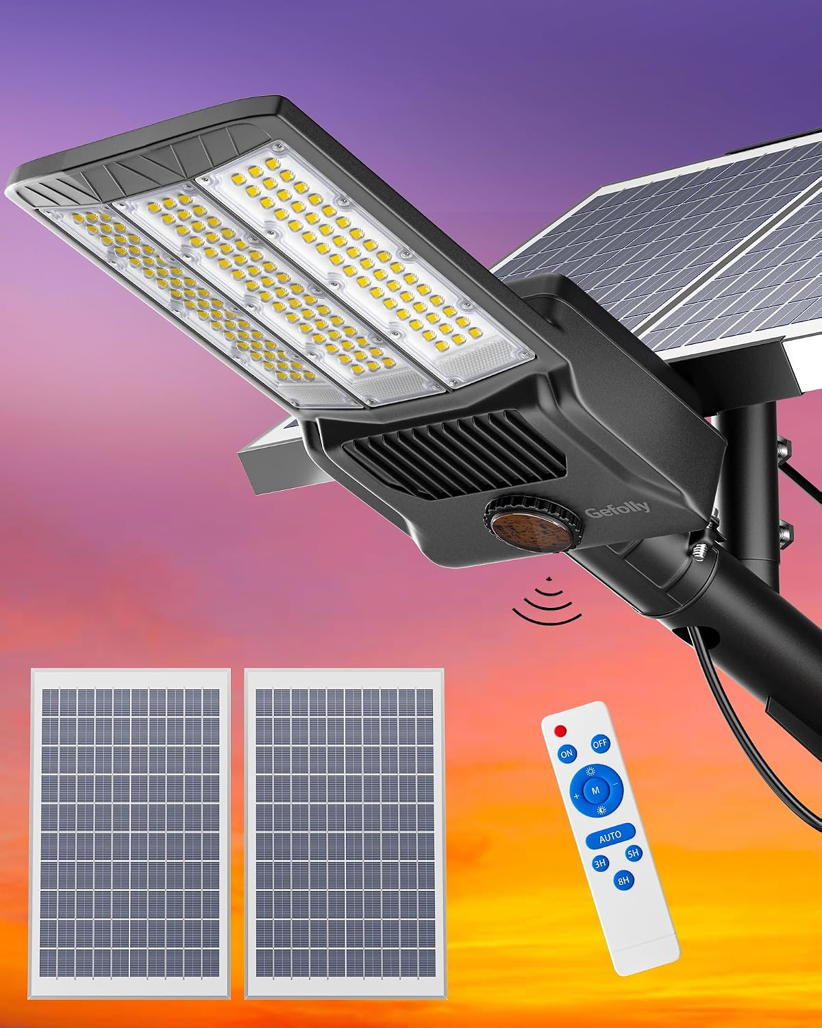Gefolly SL-8400W Solar Street Lights Outdoor, Commercial Parking Lot Light