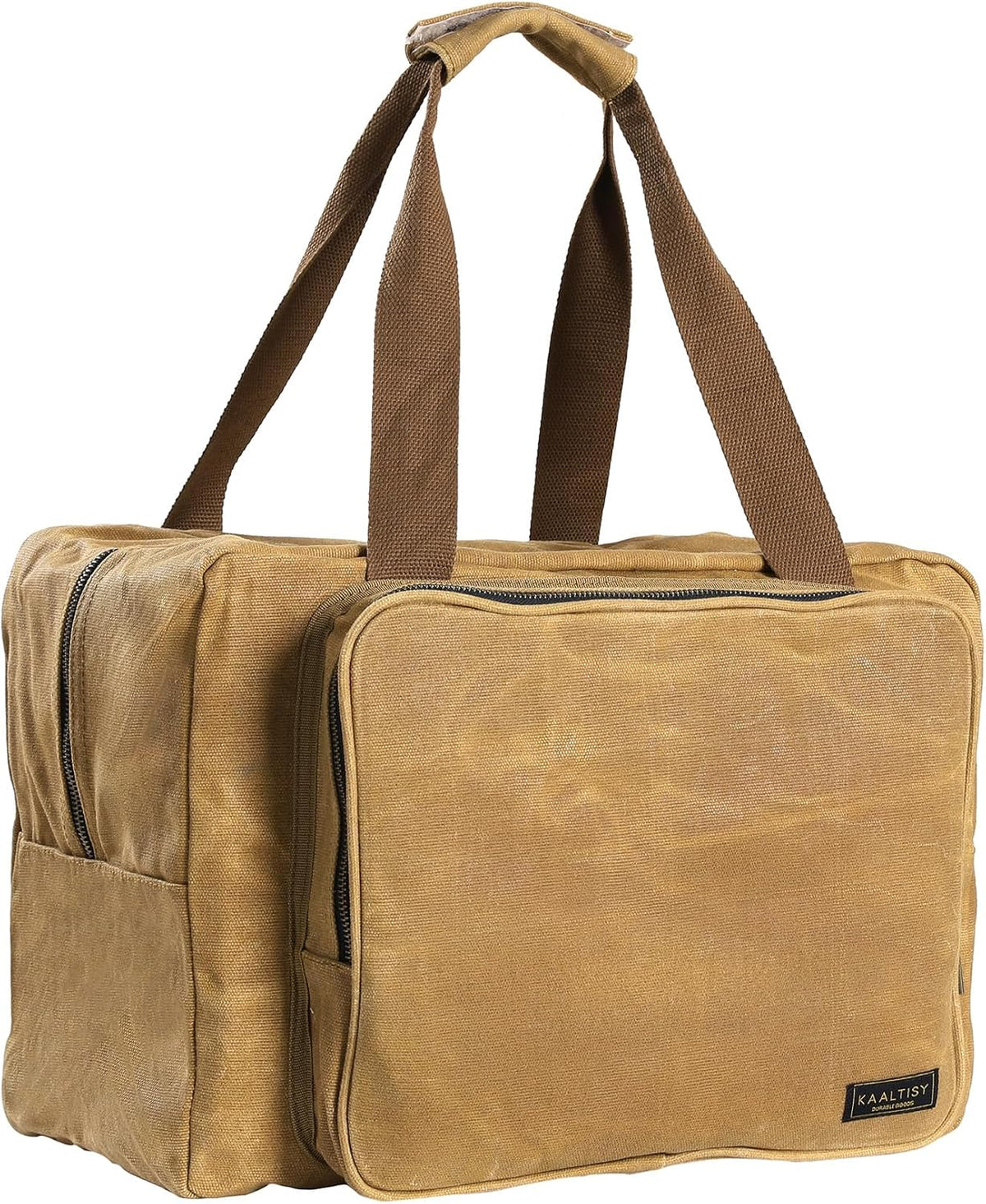 Tool Tote | Heavy Duty 16oz Waxed Canvas Tool Storage Bag - Portable 3 Pockets Tote Bag with Padded Handle& Metal Zipper, for Craftsman Gardener Carpenter Mechanic | 15.5"L x 7.5"W x 11.5"H