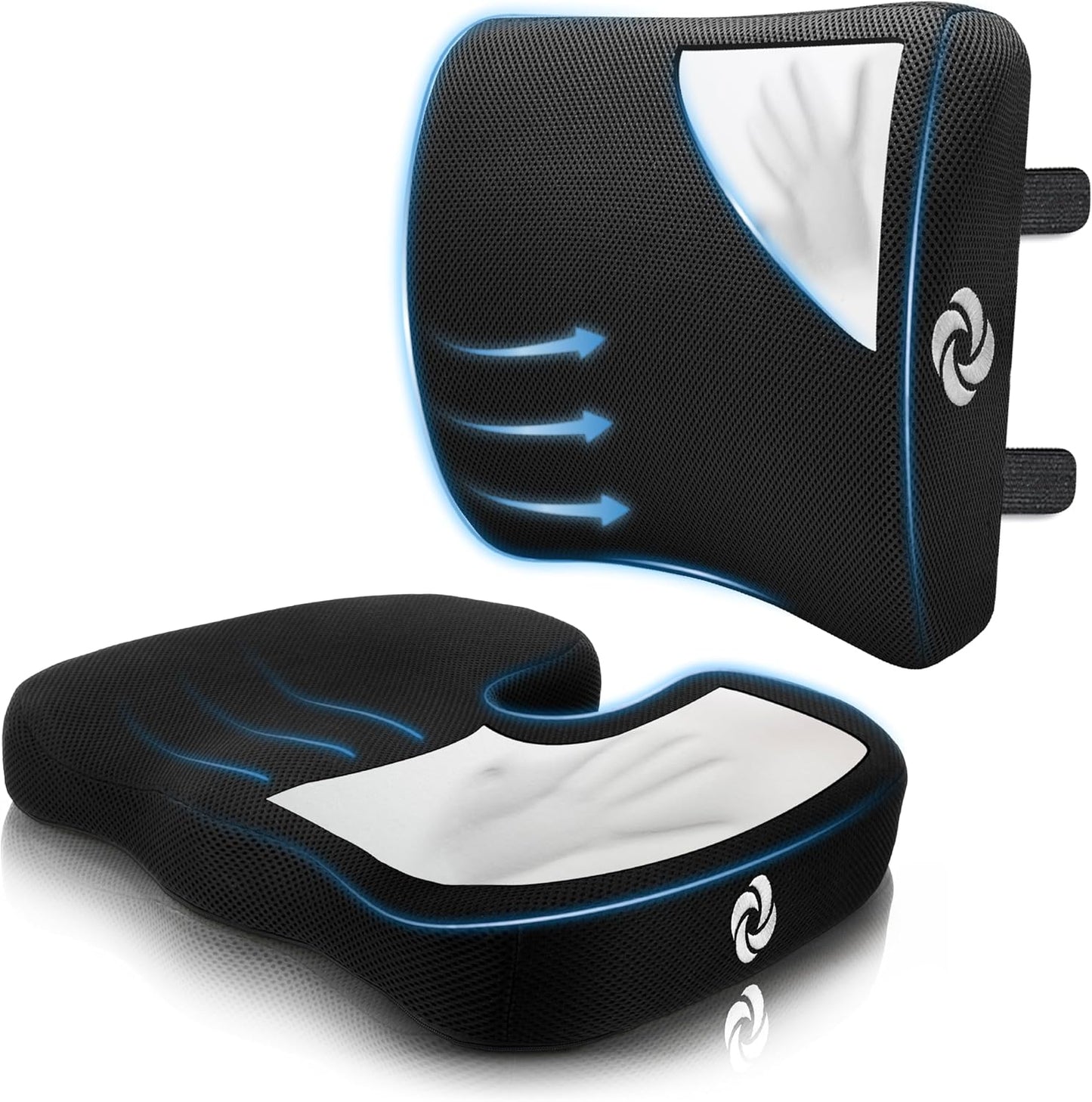 Samsonite Lumbar Support Pillow for Office Chair and Car Seat, Perfectly Balanced Memory Foam, Versatile Use Lower Back Cushion, Black Plush