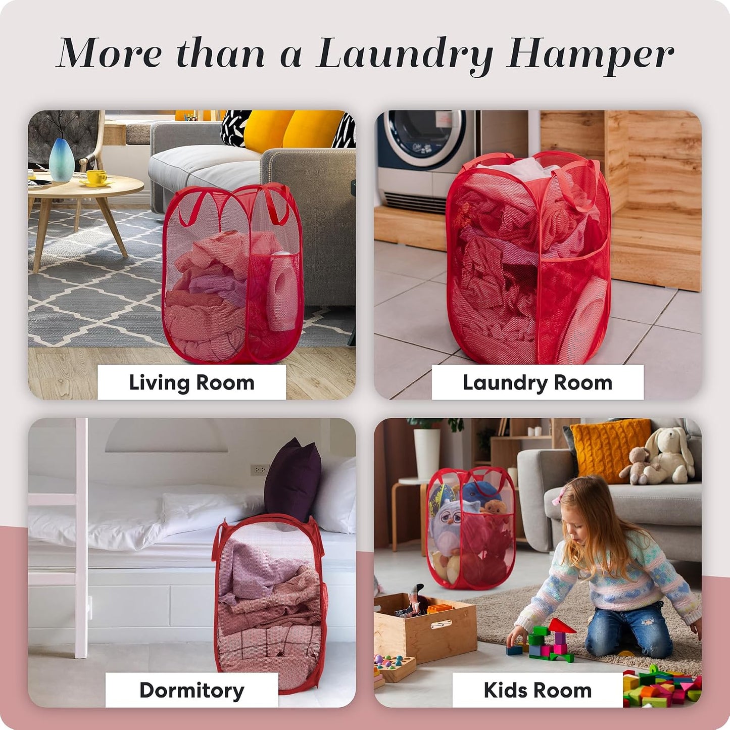 Handy Laundry Mesh Pop-Up Laundry Hamper, Collapsible Basket 2-Pack