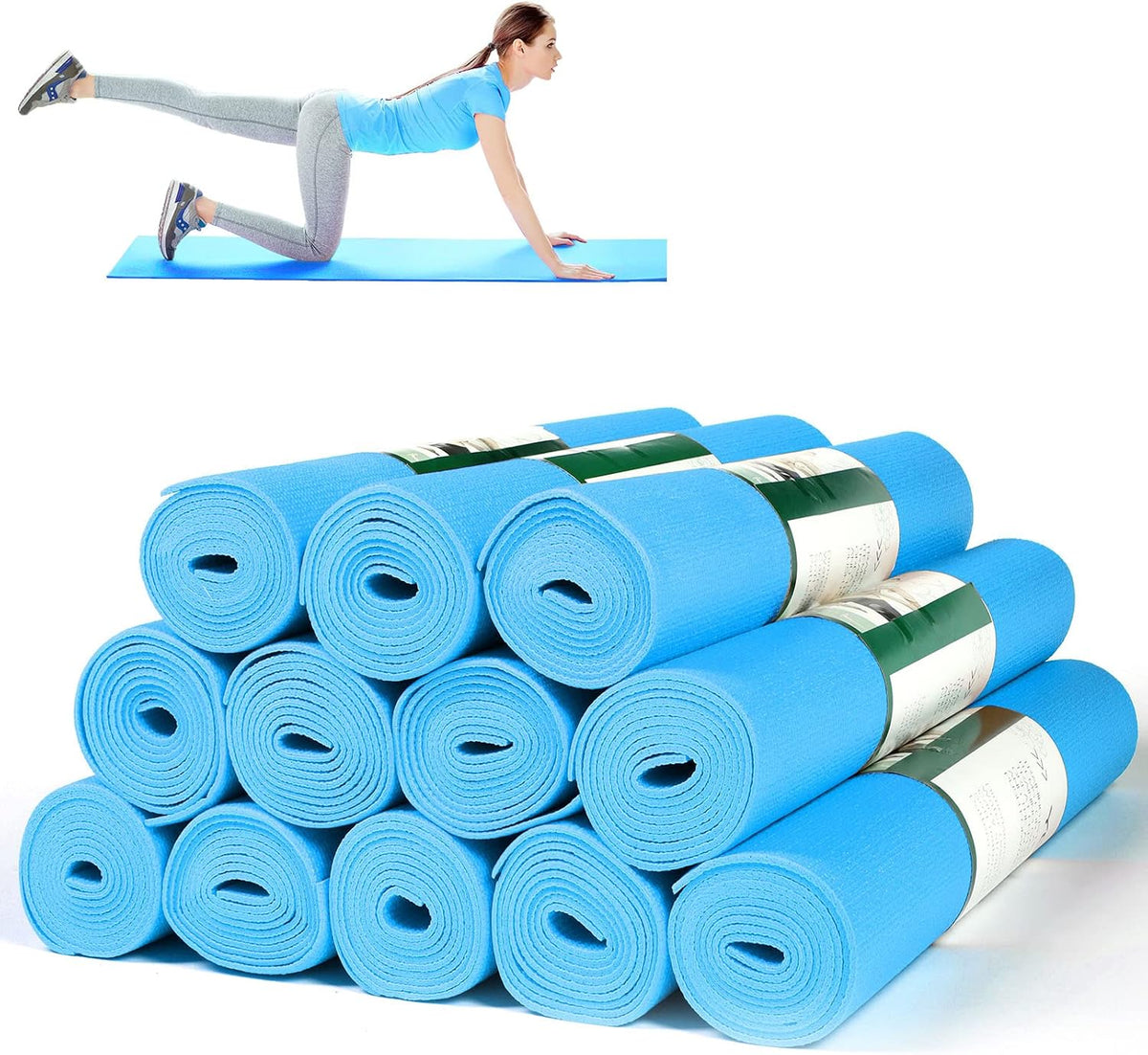 Amylove 12 Pieces Yoga Mats Bulk 68x24x0.12 Inch Exercise Non Slip Fitness Workout Mats for Women Men Home Workout Gym Yoga