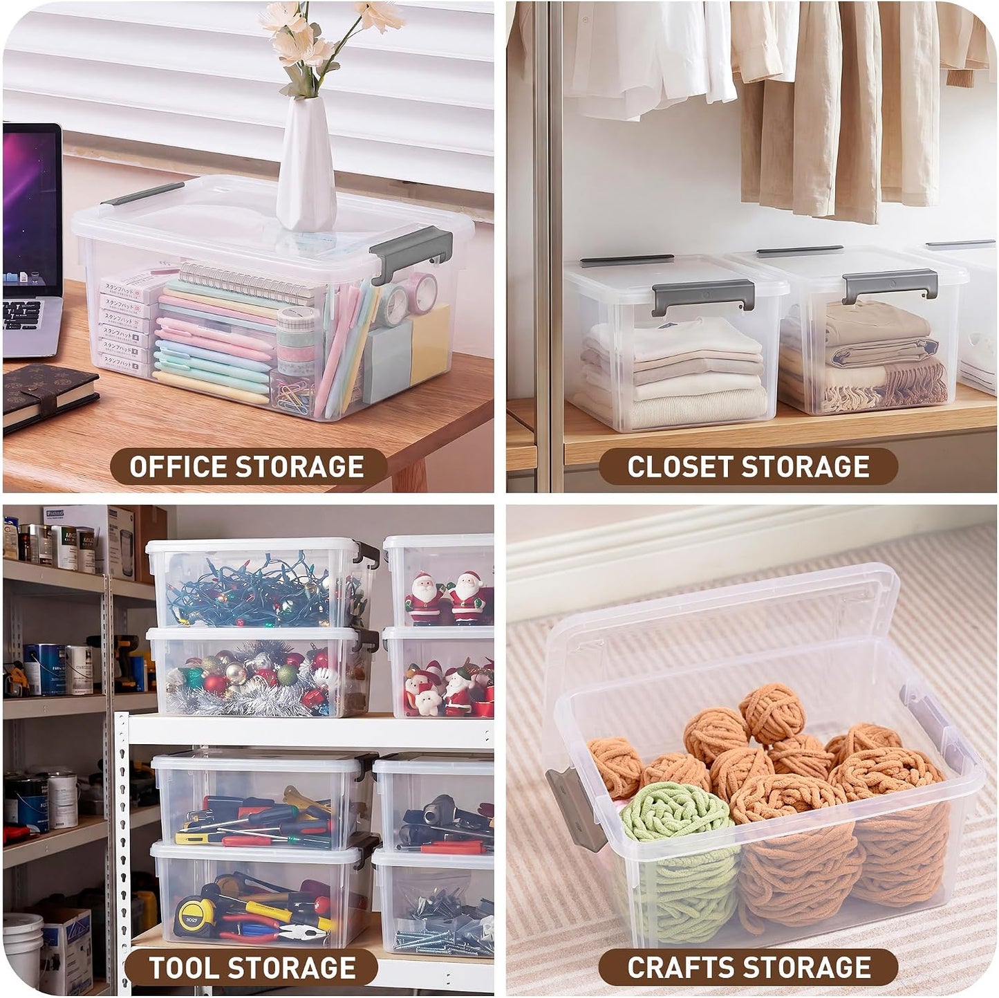 Citylife 17 QT Plastic Storage Bins with Latching Lids Stackable Storage Containers for Organizing Large Clear Storage Box for Garage, Closet, Classroom, Kitchen, 2 Packs