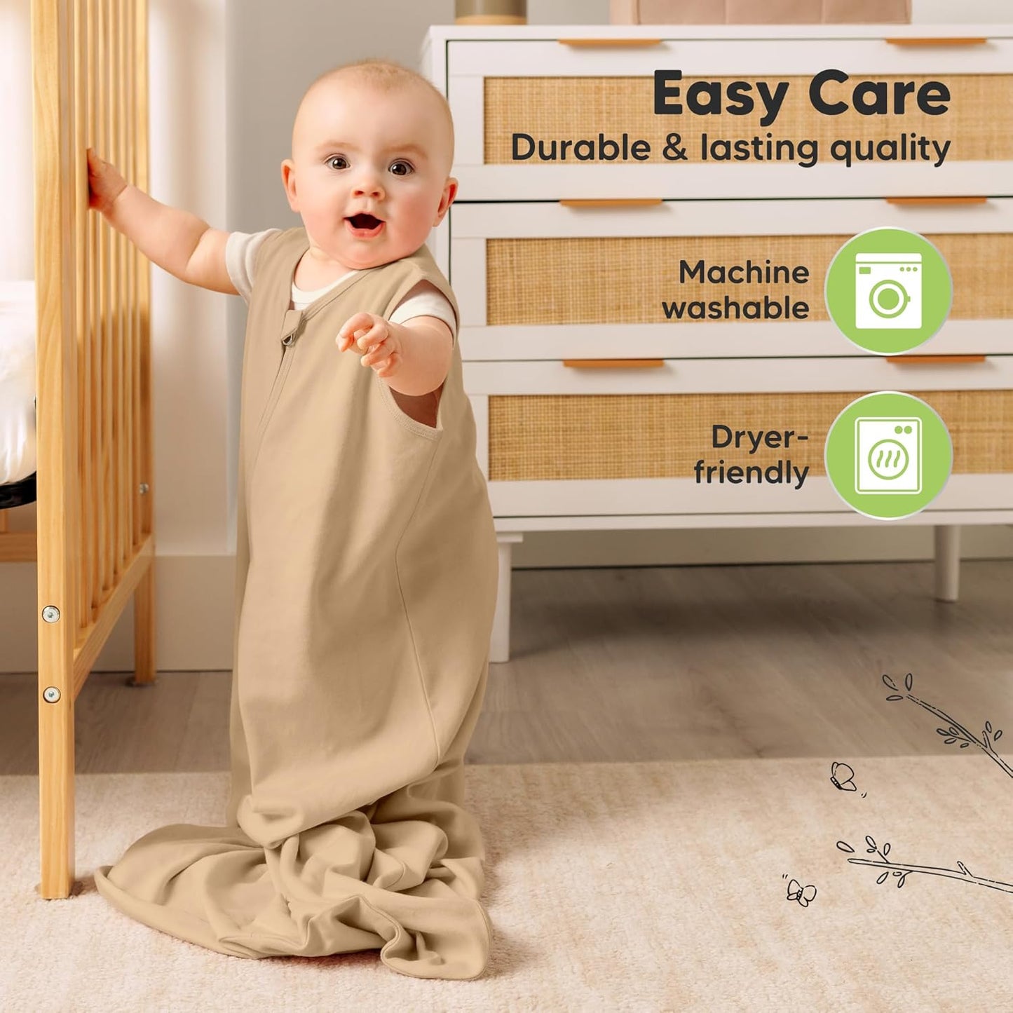 2-Pack Baby Sleep Sacks,Zipper Wearable Blanket - 0.5TOG Organic Cotton,Lightweight,Soft Cozy Toddler Sleeping Sack 6-12 months,Easy to Wear Large Newborn Transition Swaddles Sleepsacks(Toasty, M)
