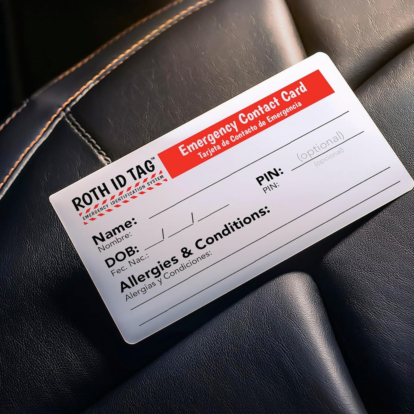 Emergency Contact Identification System for Car Seats, Booster Seats, Baby Gear | Original ROTH ID TAG Kit (2 Tags)