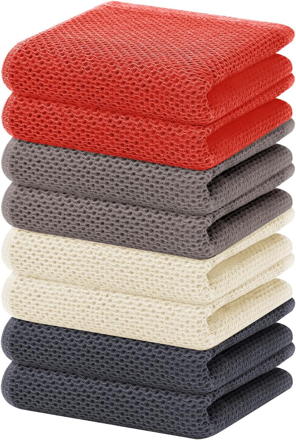 Homaxy 100% Cotton Waffle Weave Kitchen Dish Cloths 8-Pack, White