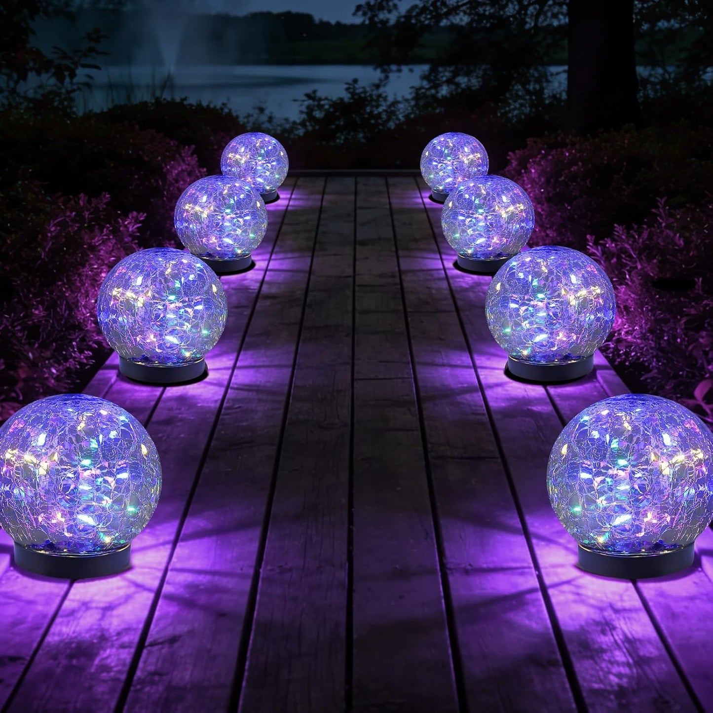 JKIMK Solar Globe Lights Outdoor Waterproof-Solar Balls Garden-Cracked Glass Ball Solar Lights Outdoor-Solar Orbs Outside-Outdoor Decorations Patio & Yard Lawn Backyard Decor (GUO-XBQ-5-5-5)