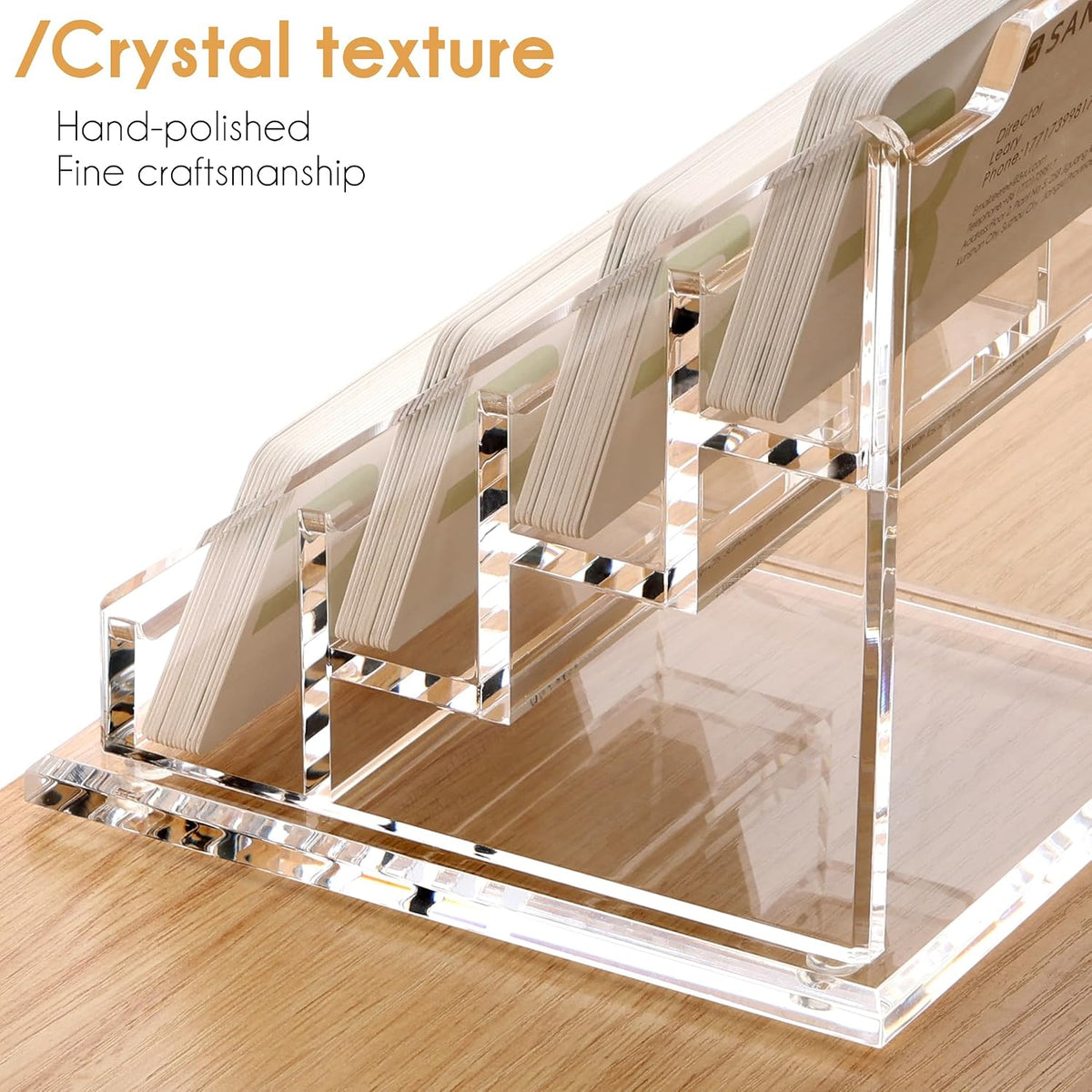 YUXUN Business Card Holder for Desk Acrylic Business Cards Display Stand