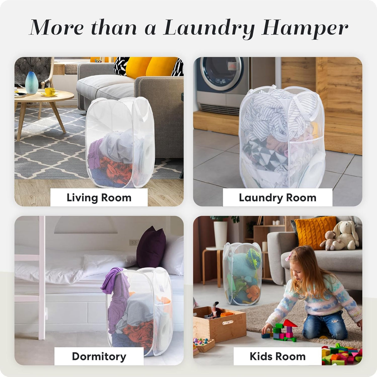 Handy Laundry Mesh Pop Up Laundry Hamper Foldable Basket 2-Pack