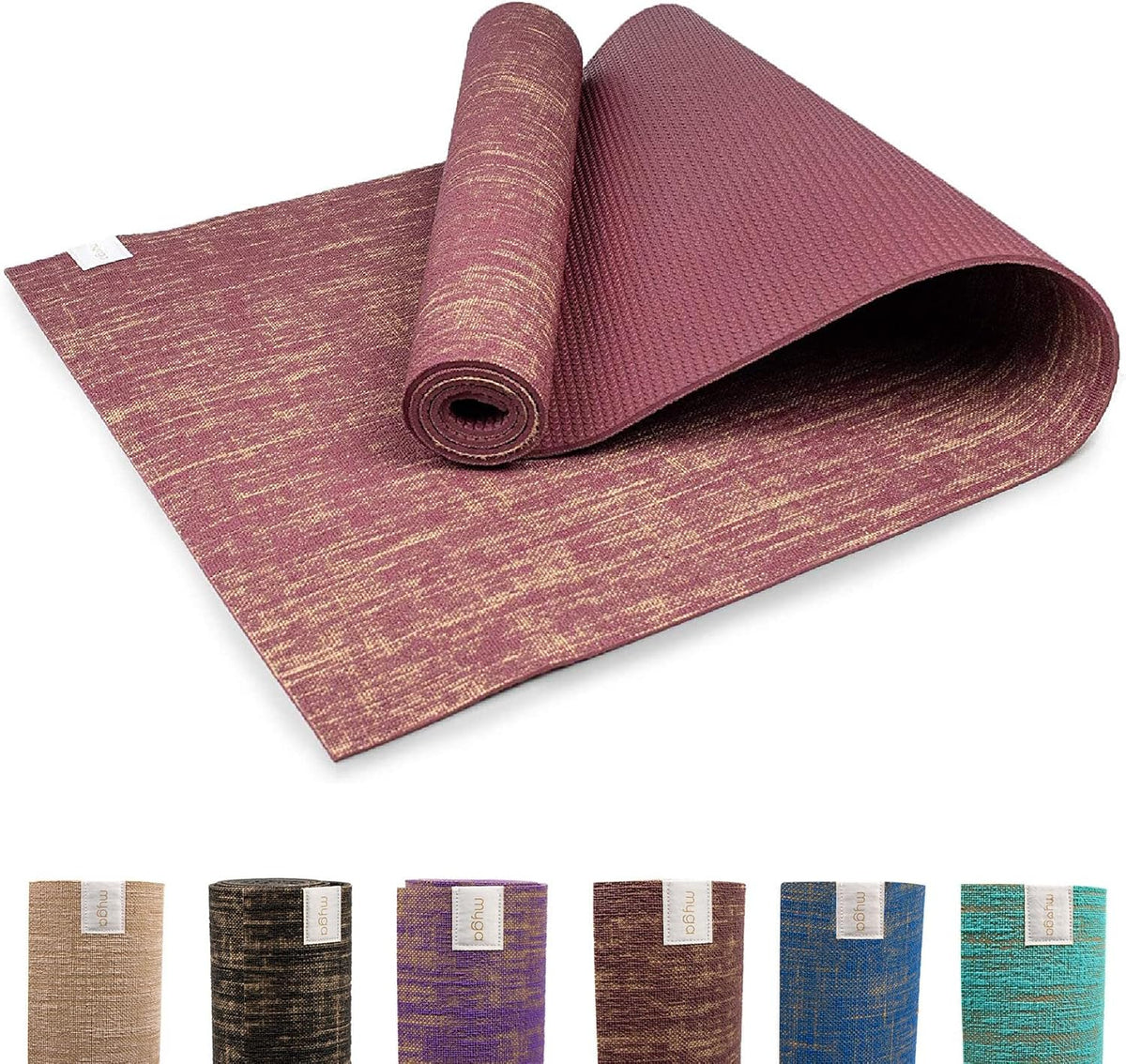Myga Jute Yoga Mat, High Performance Vegan Floor Exercise Mat, Eco Friendly Biodegradable Yoga Mat with PVC Backing,72" x 24", 0.2" Thickness