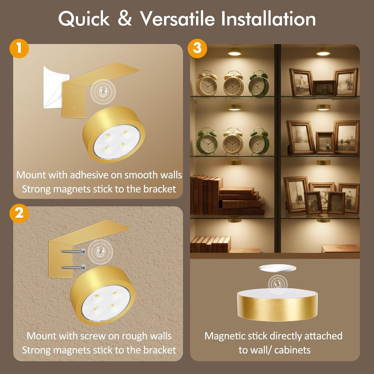 3-Pack Picture Lights for Wall, Rechargeable Battery Operated Led Painting Light with Remote Dimmable & Timer, 3 Lighting Modes Magnetic Art Display Light, Wall Decorative Lighting for Picture,Frame