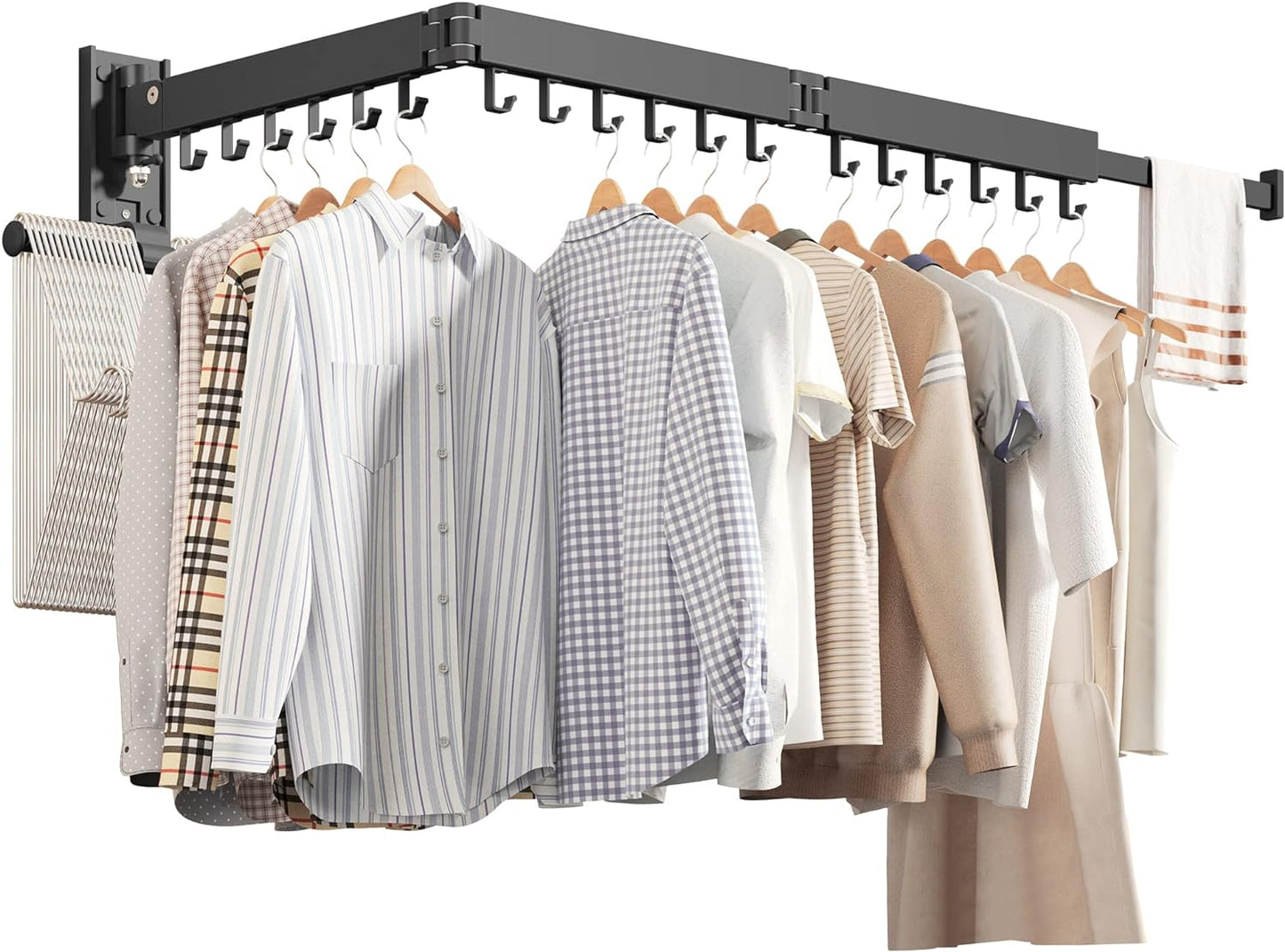 ZdwCyl Clothes Drying Rack,Laundry Space Saver Wall Mounted,Retractable,Collapsible(Tri-Fold), White Color Rack Clothing