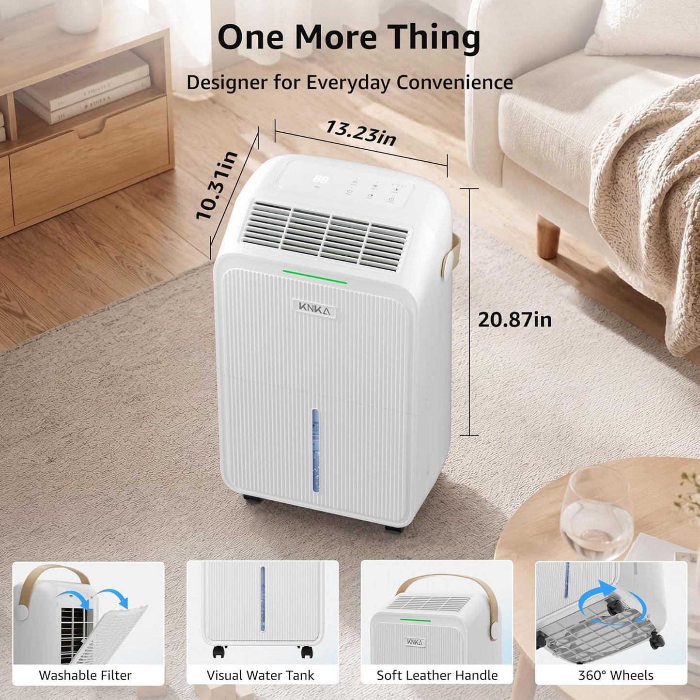 KNKA 2500 Sq.Ft Dehumidifier for Basement with Drain Hose Max 34 Pints, Dehumidifiers for Home, Bedroom, Bathroom, Large Room, Three Modes, Intelligent Humidity Control, Dry Clothes, 24HR Timer