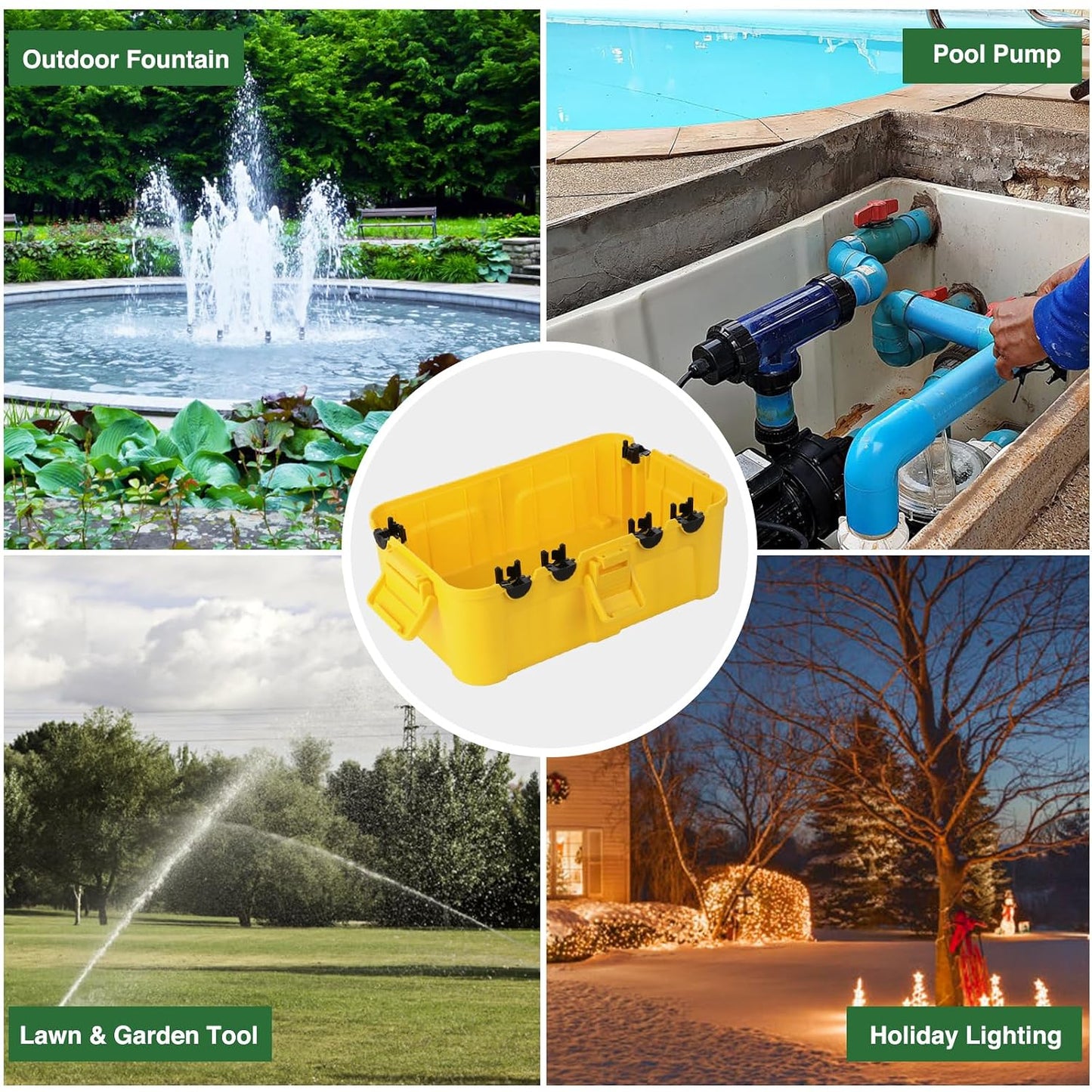 Flemoon Large Outdoor Electrical Box Waterproof, for Outdoor Plug | 12.5x8.5x5inch, IP54 Extension Cord Cover Weatherproof, Protect Outlet, Socket, Power Strip, Holiday Light Decoration, Yellow