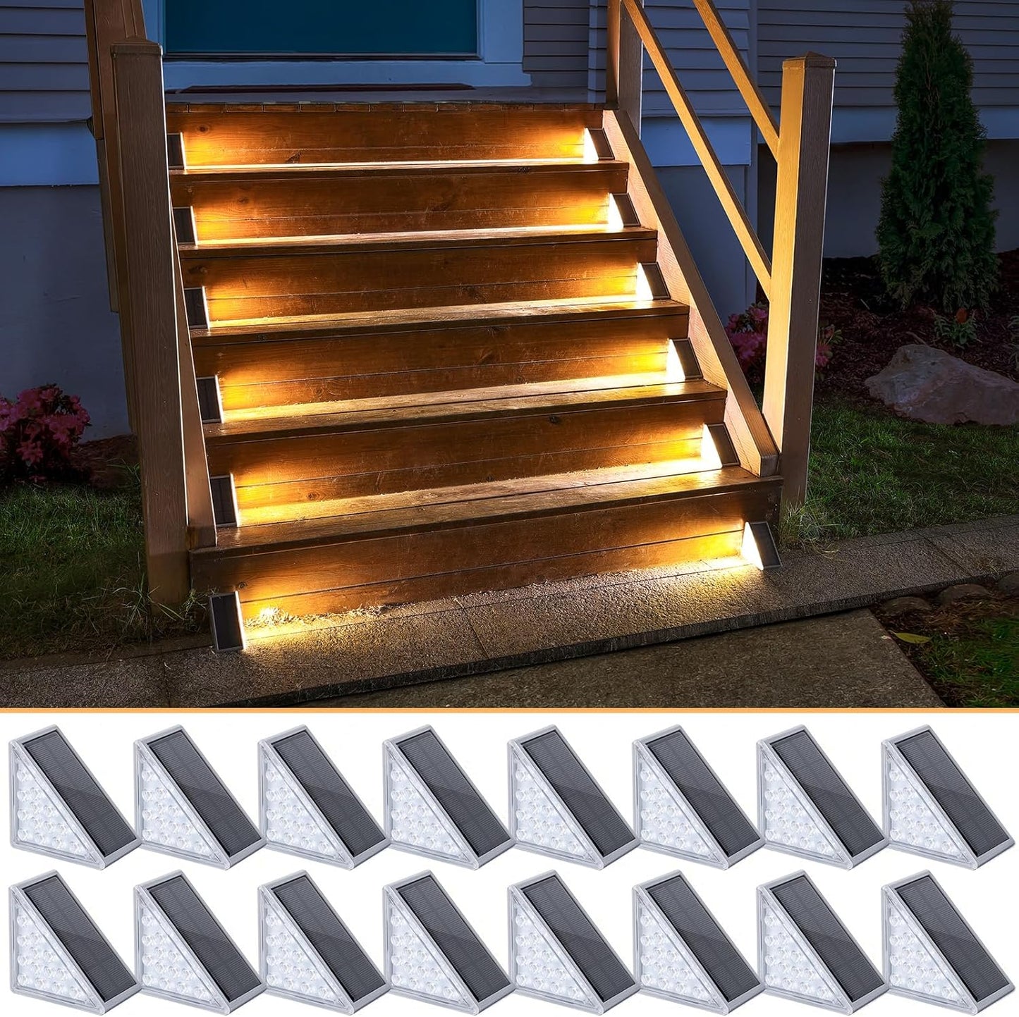 NIORSUN Solar Step Lights,6 Pack Blue LED Outdoor Step Lights, Stair Lights Outdoor for Patio, Fence, Yard, Walkway, Solar Powered Auto On/Off, IP67 Waterproof, Easy Install