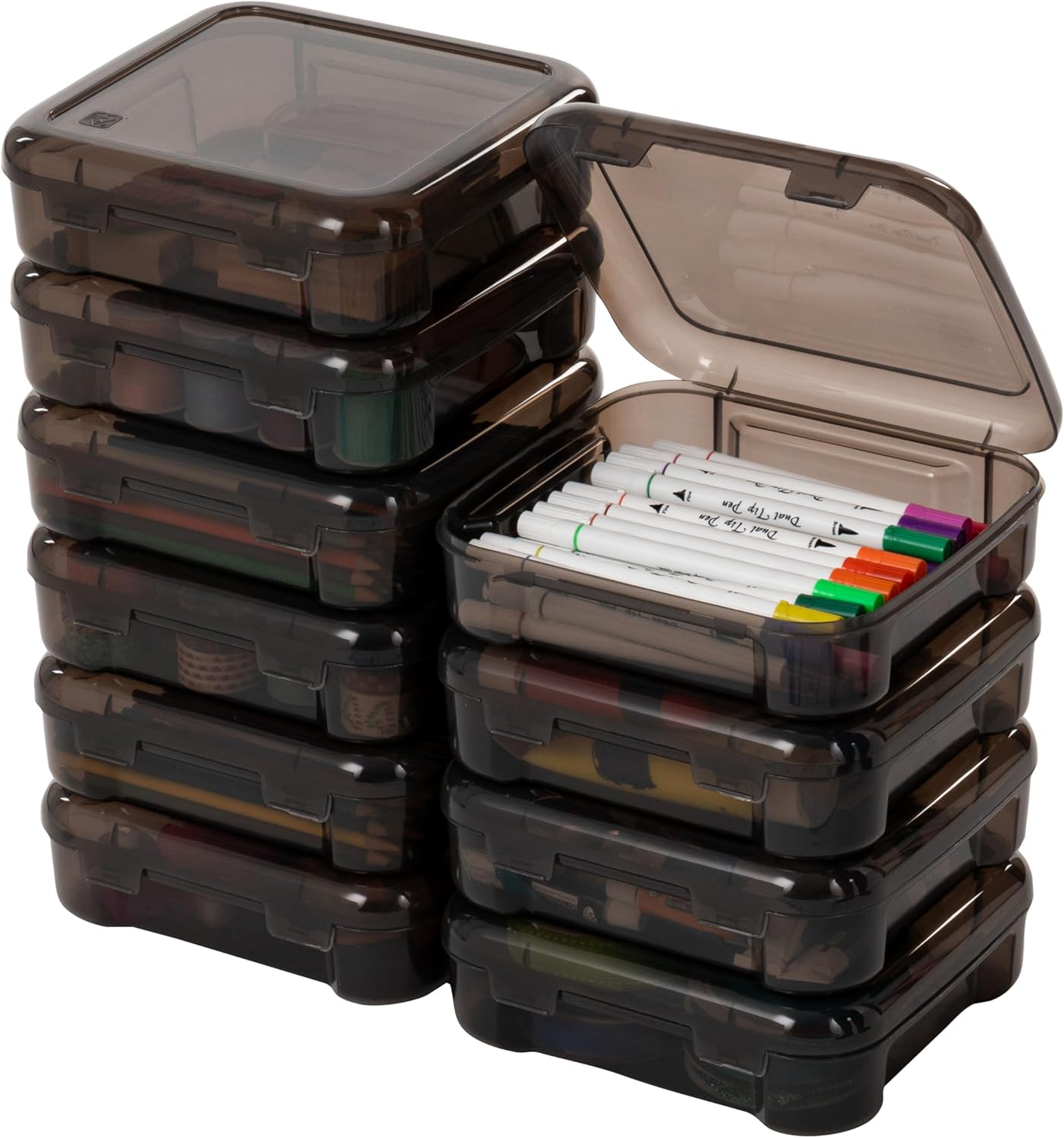 IRIS USA Fits 12" x 12" Paper, 6-Tier Scrapbook Rolling Storage Cart with Organizer for Stationery Vinyl Tools Office Art and Craft Supplies, Yarn, 6 Cases w/Built in Handle - Gray