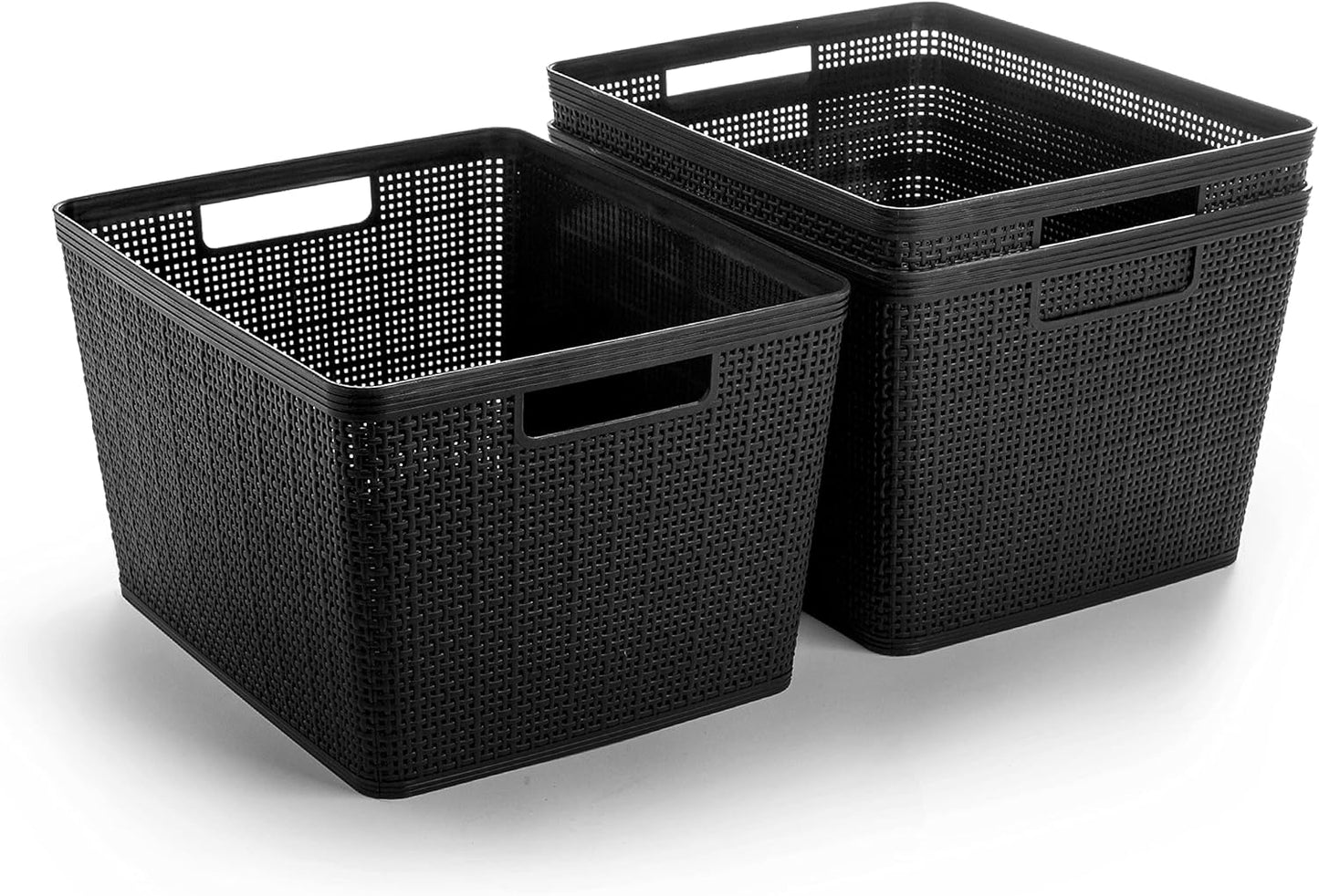 BINO | Woven Plastic Basket | XS (Black), 5-Pack | THE JUTE COLLECTION | Home Organization, Space - Saving Storage, Stylish Design | Jute Basket | Plastic Storage Basket