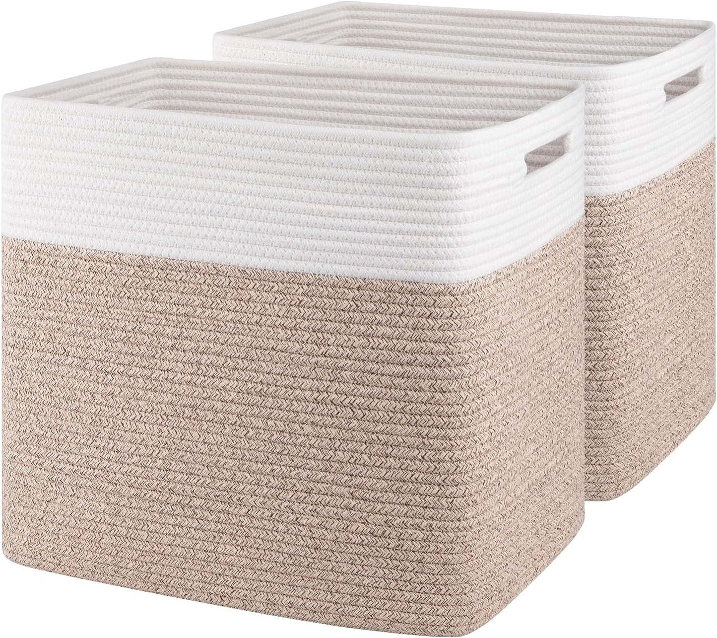 OIAHOMY 2 PACK Tall Storage baskets 30L Blanket Basket Living Room Grey | Large Collapsible Storage Bins Narrow Basket Baskets for Closet Organization Storage Baskets for Shelves Toy Storage Basket