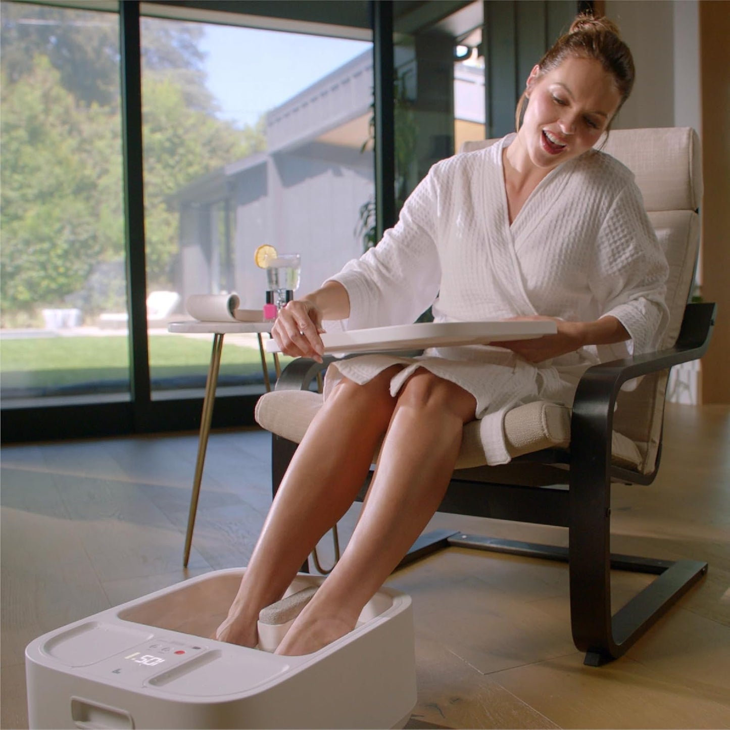 Sharper Image® Spahaven Heated Foot Bath – Bubble Jets, Massage Rollers, 105°F, Pumice Stone Callus Remover| XL Foot Soaking Tub| Feet Scrubber| Home Pedicure Foot Spa| Womens Relief & Relaxation Gift