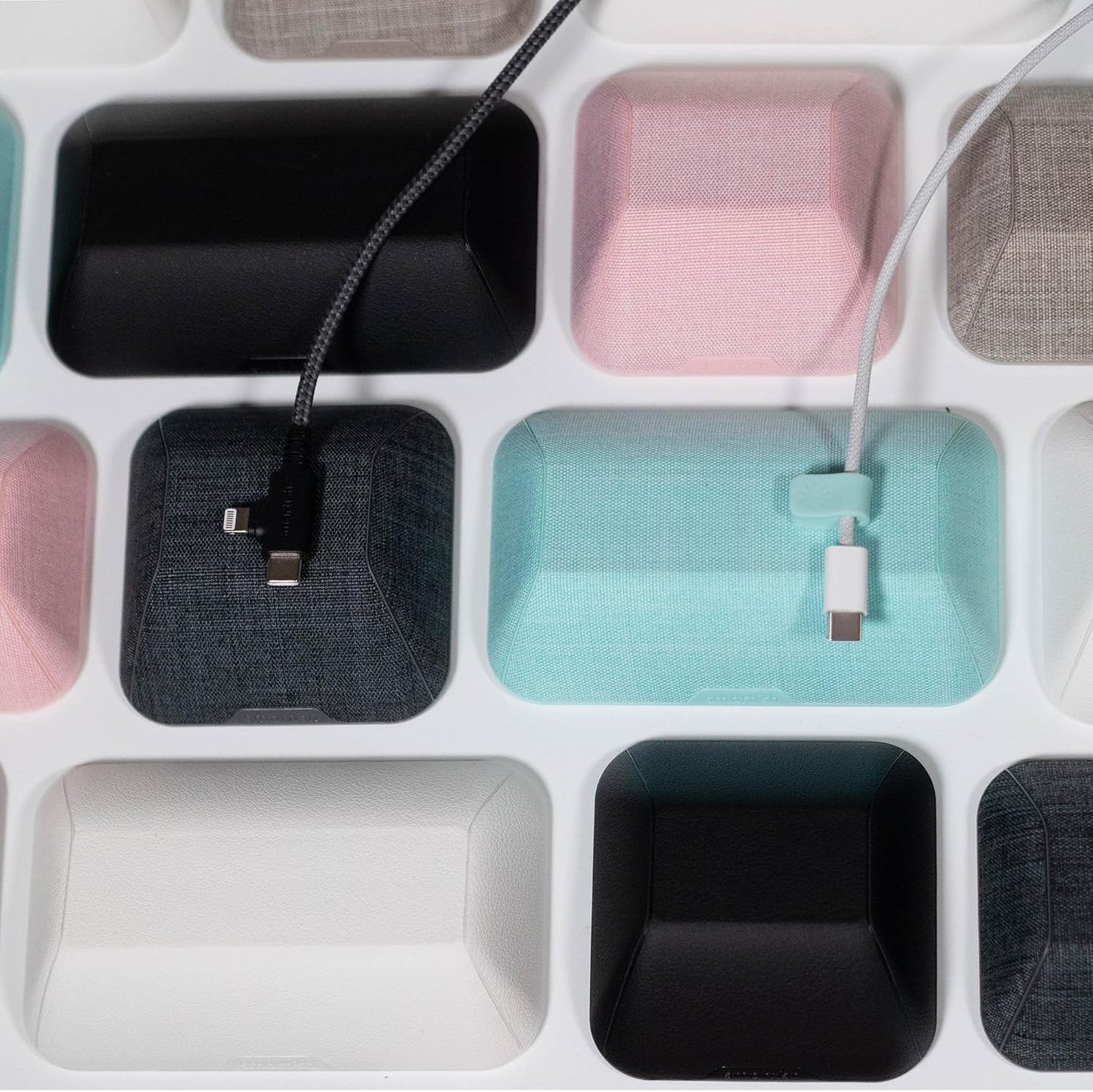 Smartish Magnetic Cord Holder, Bigger Cable Wrangler, Office Desk Organizer | Holds 8 Cords, 2 Cable Clips, Weighted Base, Charger Keeper, Phone Charging Cable Management, Nightstand Accessories, Pink