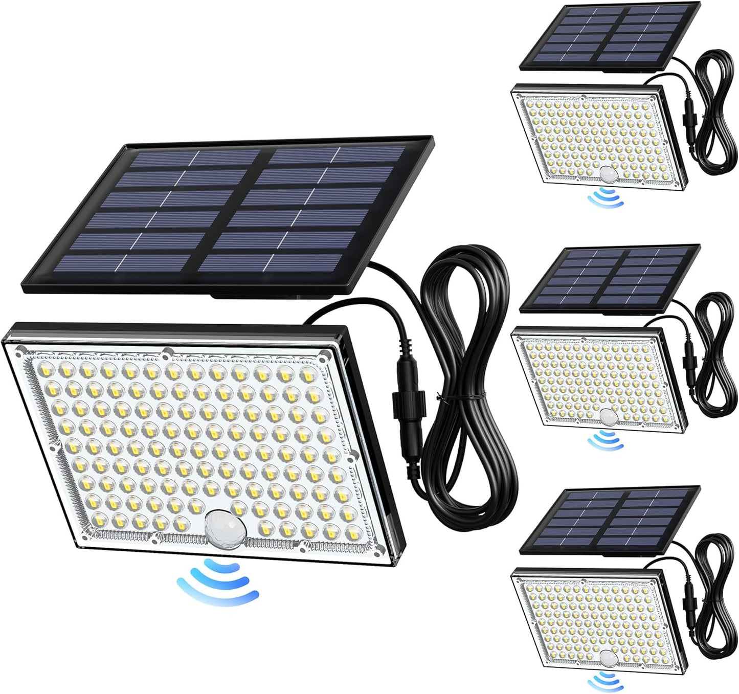 JACKYLED Solar Lights Outdoor with Motion Sensor, 113LED Cool White Solar Flood Lights, Waterproof Dusk to Dawn Solar Powered Security Spot Lights for Porch Patio Yard Garage, 1 Pack