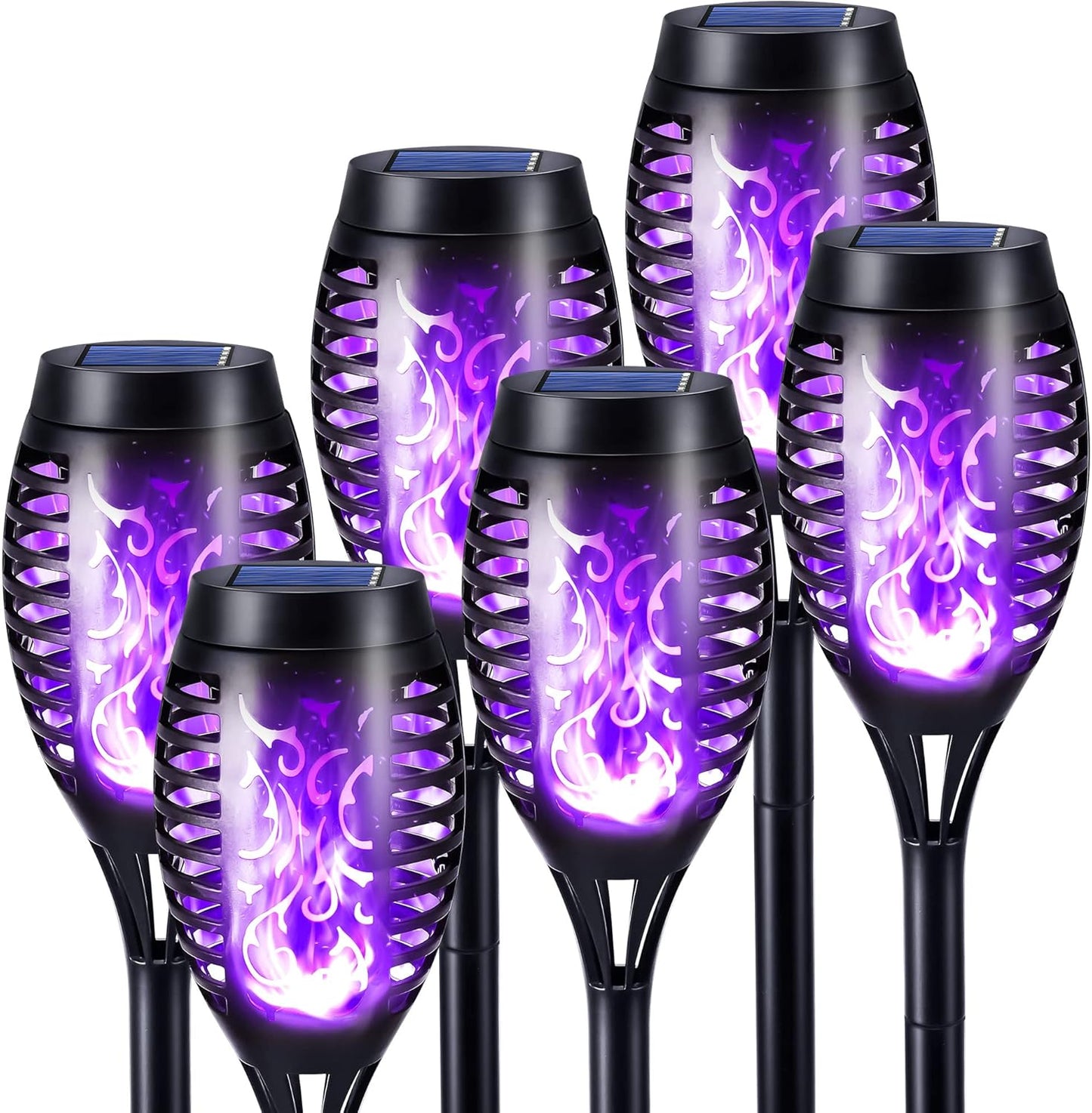 Toodour Solar Torch Flame Lights, 6 Pack Solar Lights Outdoor with Flickering Flame, Waterproof Patio Light Landscape Decoration Lighting for Garden, Lawn, Yard, Outdoor Decorations