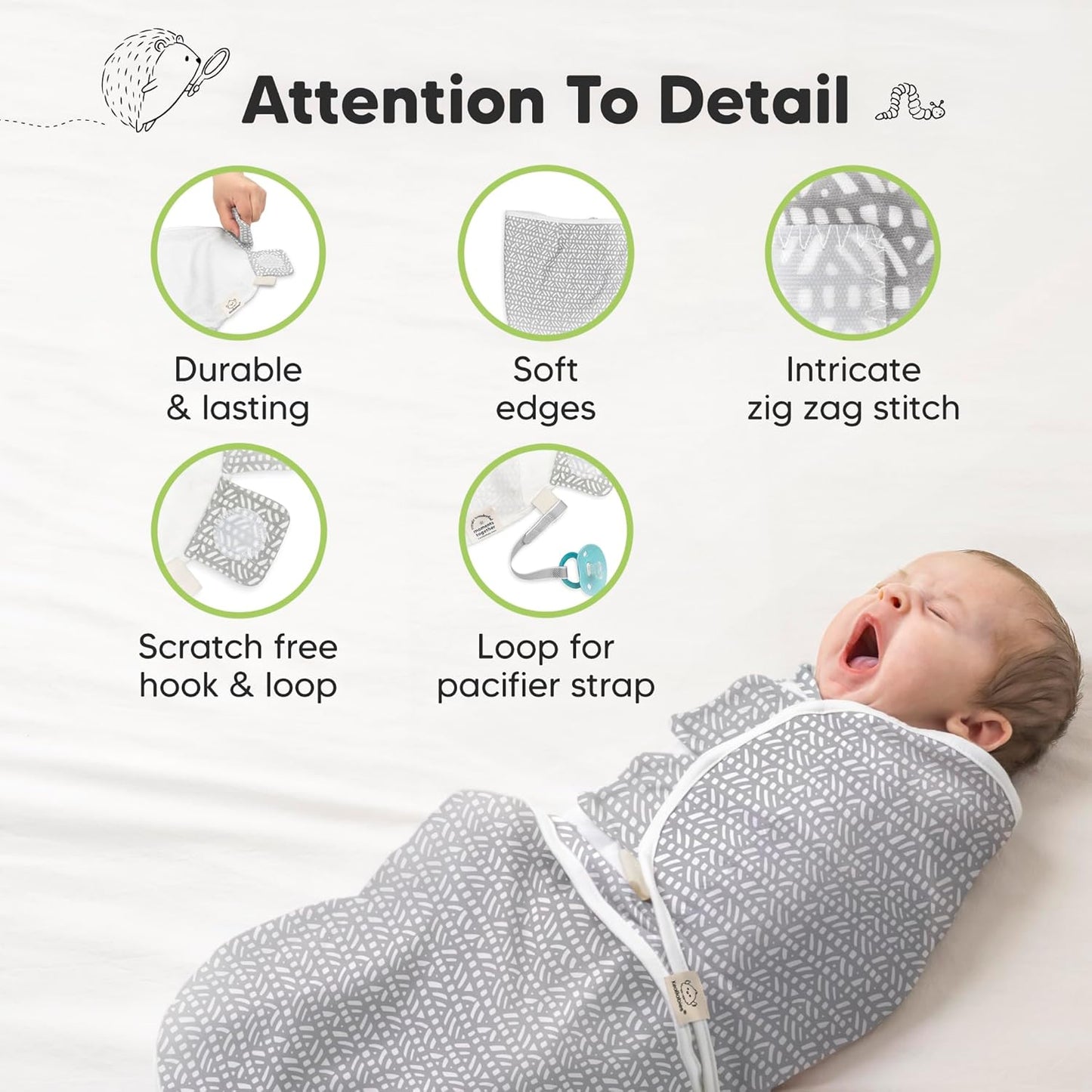 KeaBabies 3-Pack Organic Baby Swaddle Sleep Sacks - Swaddles for Newborns, Infant 0-3 Months, Baby Girls, Boys, Soft & Snug Newborn Sleep Sack, Nursery Swaddling Blankets (Nordic, OS)