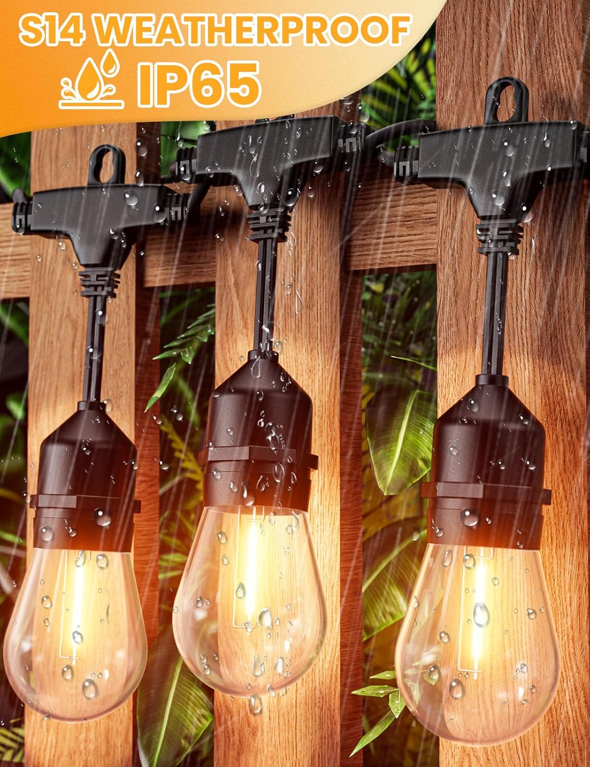 Svater Outdoor String Lights Led 105FT, Commercial Grade Patio Light with 1W Dimmable S14 Shatterproof Bulbs, ETL Listed Heavy-Duty Outside Waterproof Cafe Bistro Market Lighting Warm White