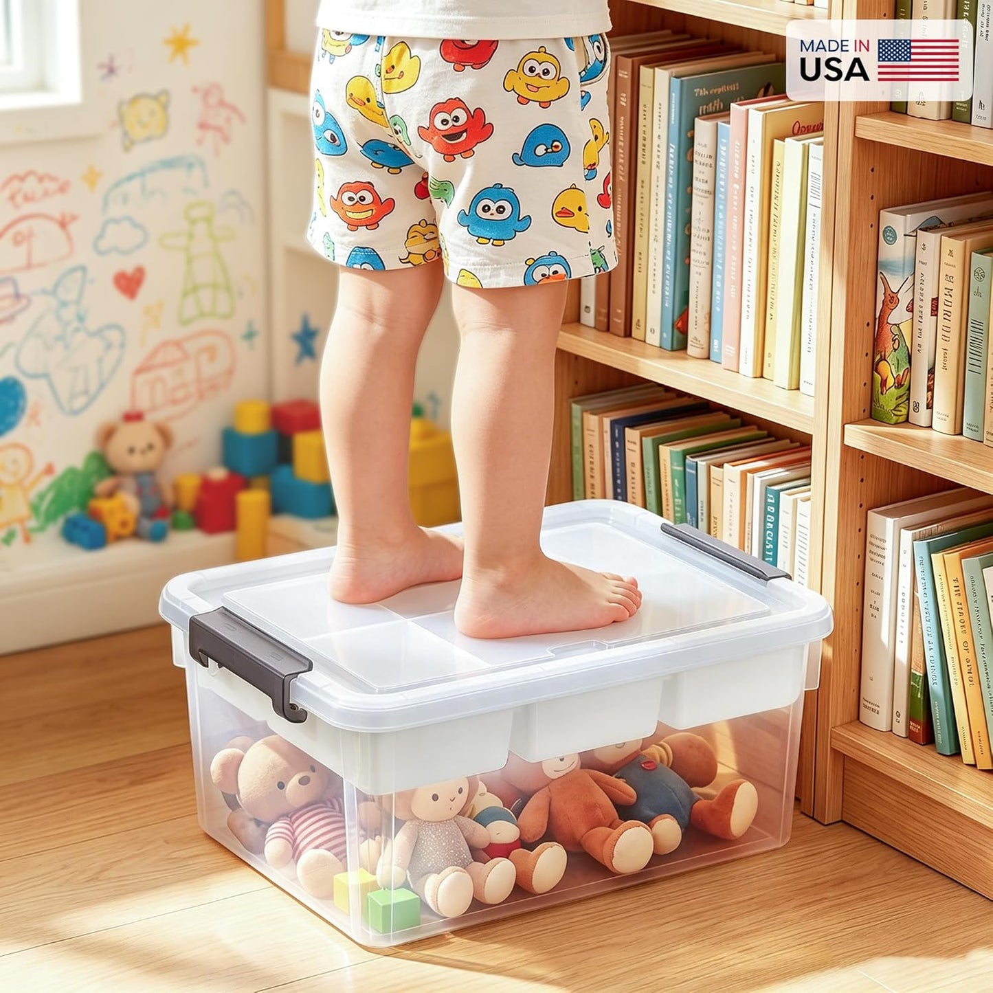 Citylife 17 QT Plastic Storage Box with Removable Tray Craft Organizers and Storage Clear Storage Container for Organizing Bead, Tool, Sewing, Playdoh,Coloring Books