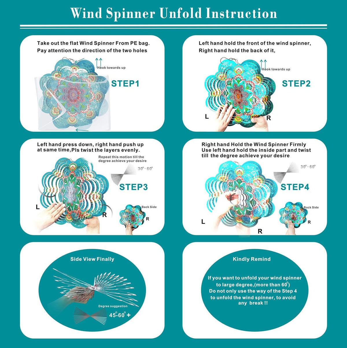 FONMY Wind Spinner 3D Stainless Steel by Laser Cut Indoor/Outdoor Garden Decoration Crafts Ornaments Kinetic Yard Art Decorations 6 inches Pink Flower Mandala Wind Spinners