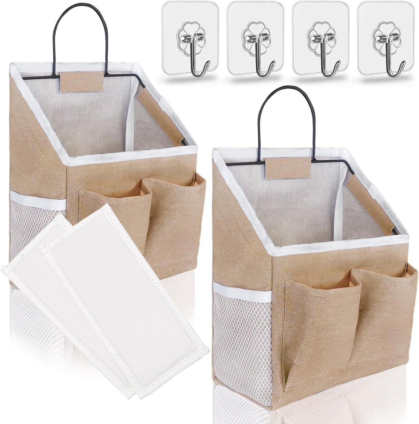 Kanrichu 2pcs Wall Hanging Storage Bag, Wall Hanging Baskets for Organizing as Over the Door Organizer, Wall File Organizer, Rv Storage and Organization. For Bedroom, Office, Camper (Gray-Upgraded)