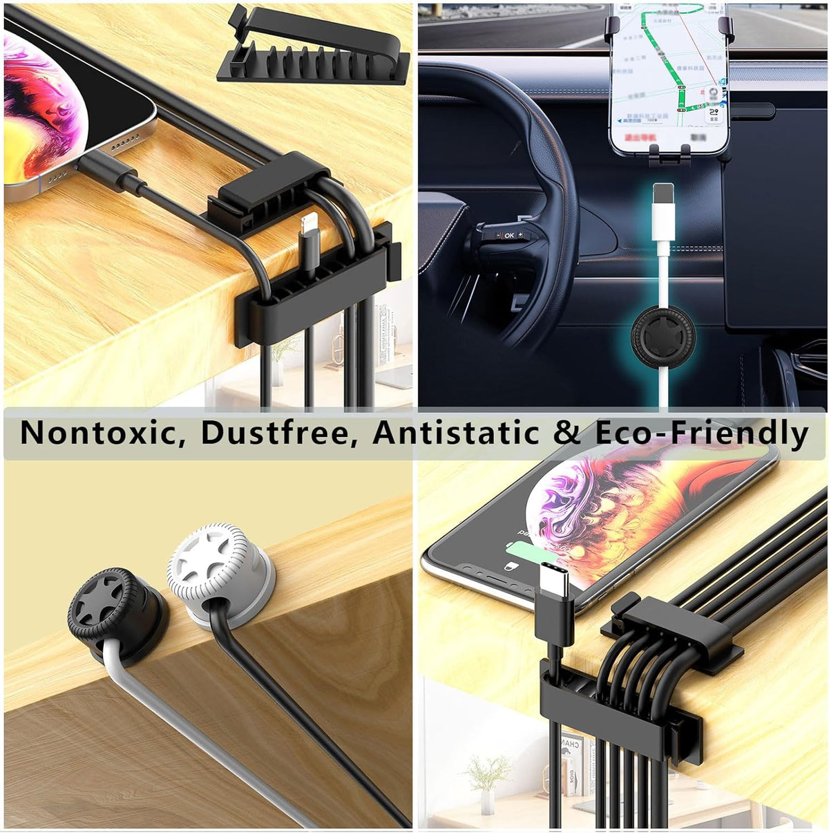 ELII 328Pcs Cable Management Kit, 8 Magnetic Cable Holder 69 Cable Clips