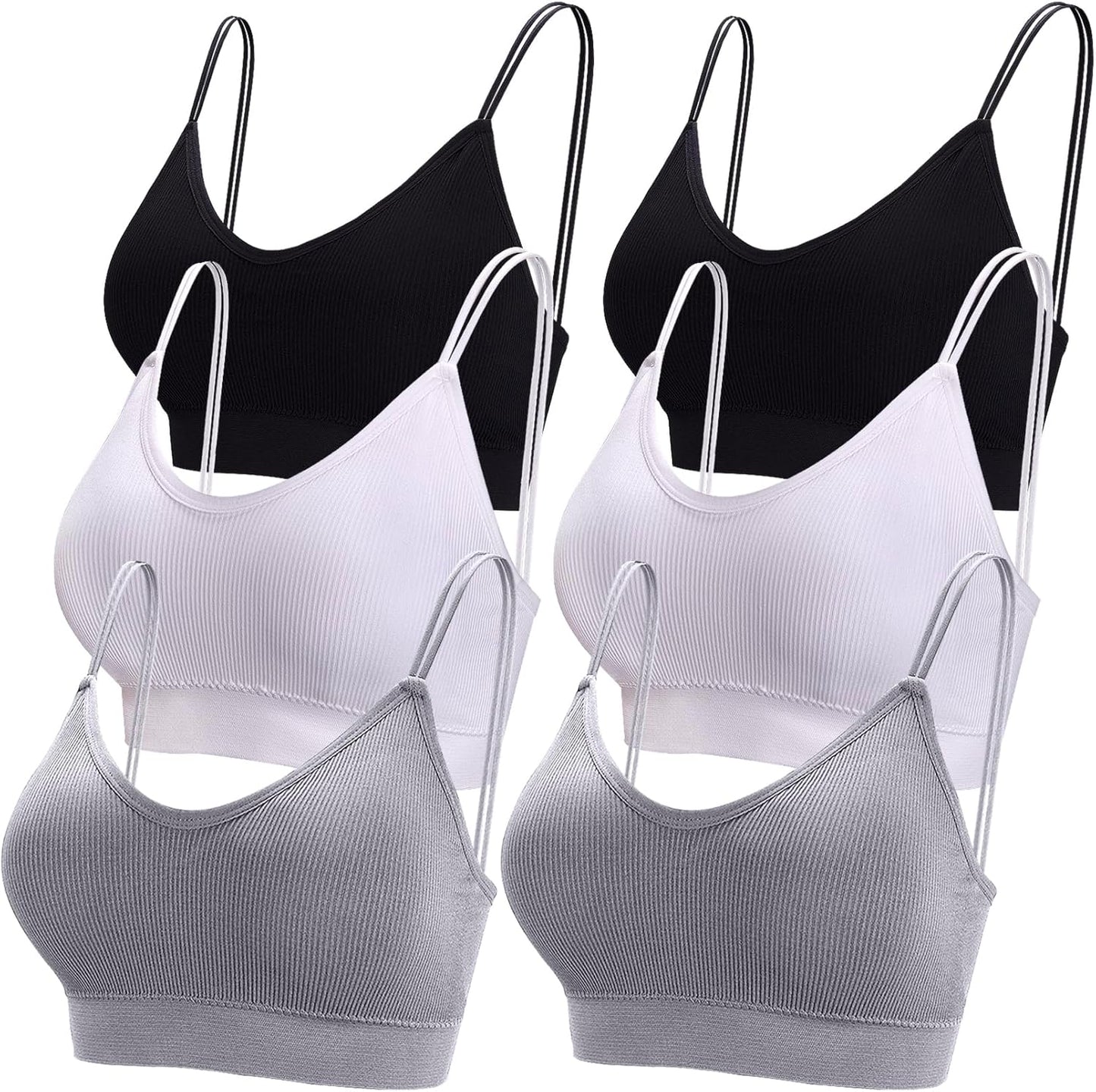 BQTQ 6 Pcs V Neck Bralettes for Women Padded Bralette with Straps Seamless Bra