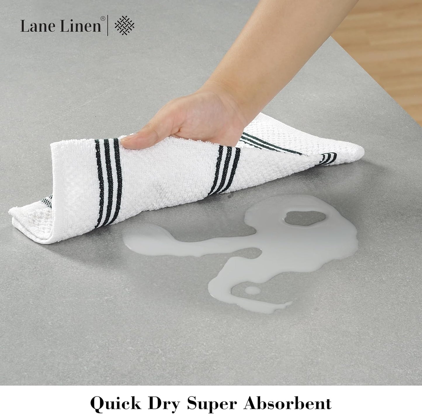 LANE LINEN 16-Piece Kitchen Towels & Dishcloths Set – Heat Resistant Silicone Oven Mitts, Pot Holder & Absorbent Terry Dish Towels – Black