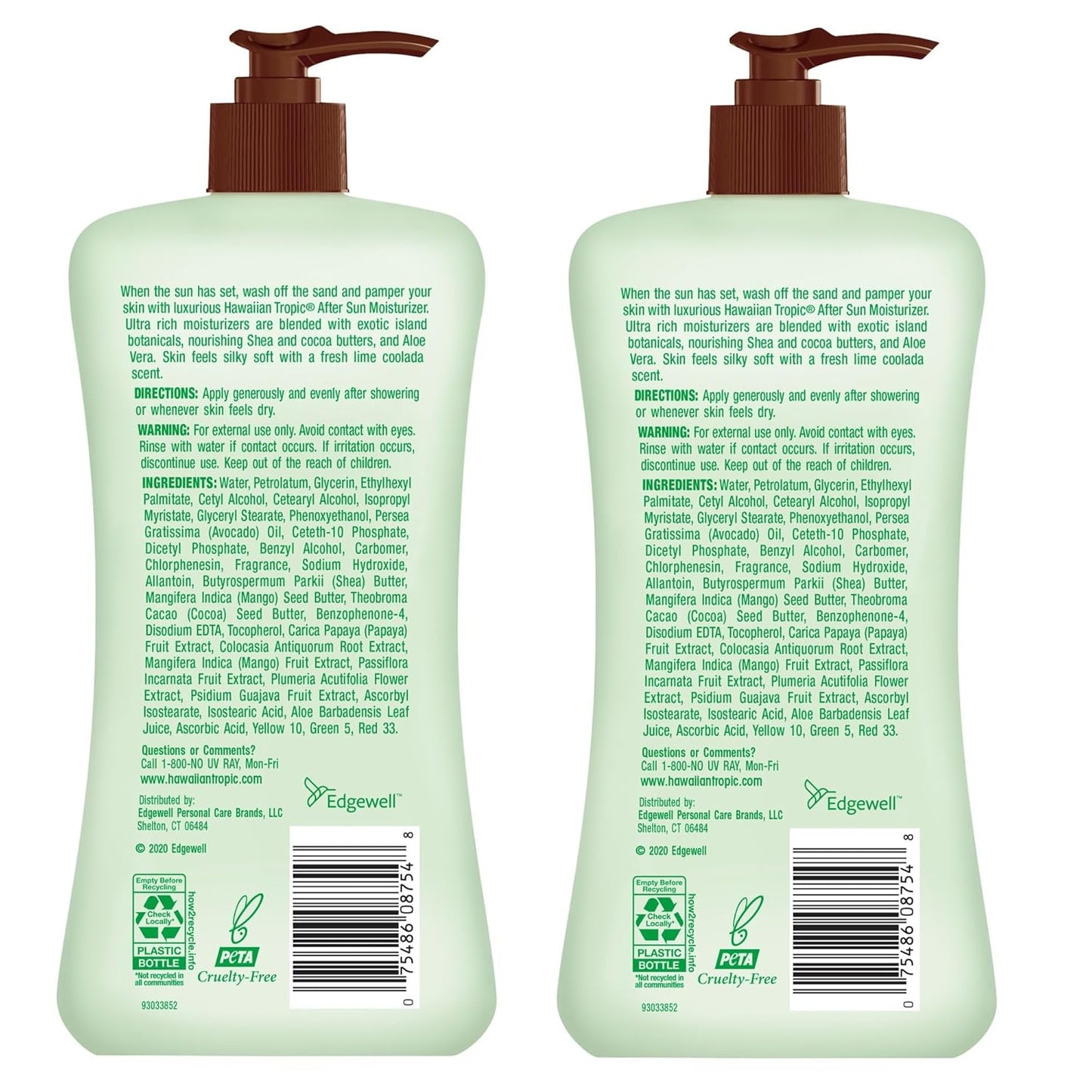 Hawaiian Tropic Lime Coolada After Sun Lotion | After Sun Care, Skin Care, Daily Moisturizing Lotion with Aloe, Cocoa Butter & Shea Butter, 16 Fl Oz each Twin Pack