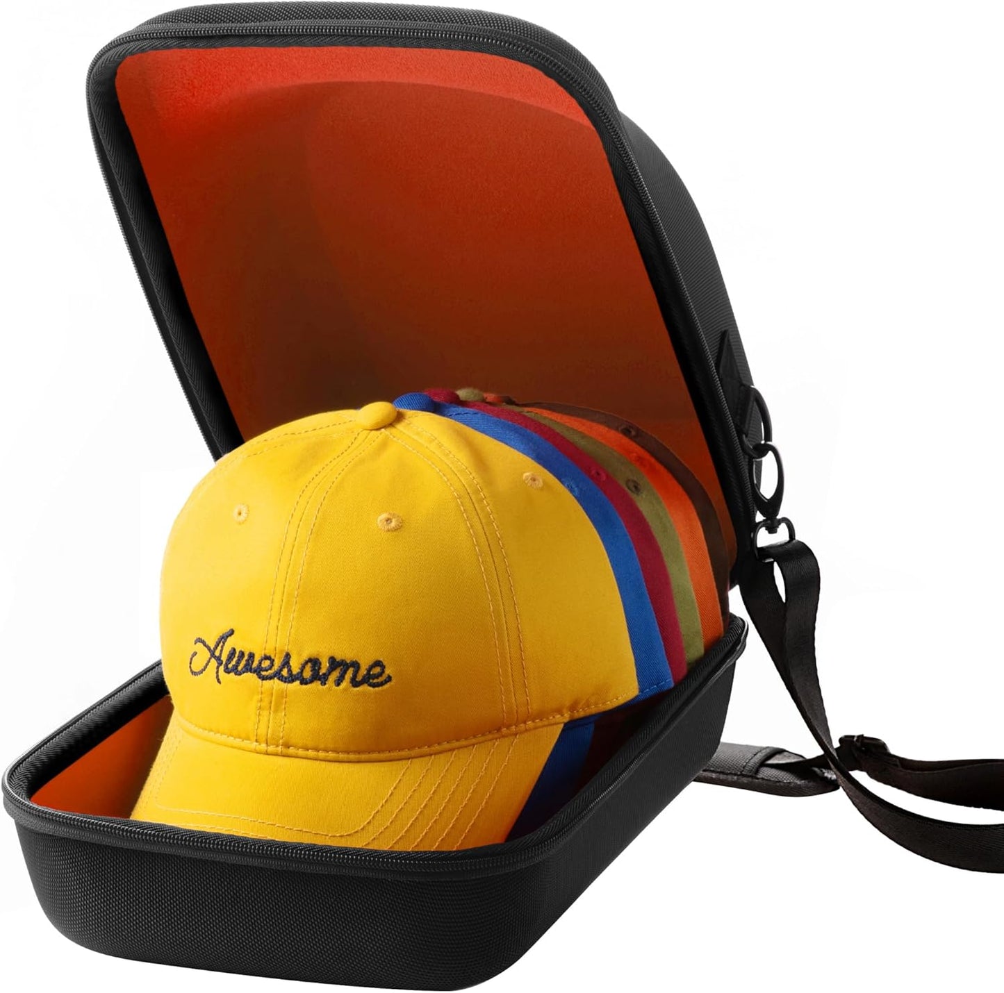 OZUECCR Hard Hat Travel Case – Storage for Baseball Caps with Carrying Handle and Adjustable Shoulder Strap, Hat Organizer Protects up to 6 Hats, for Travel and Home Storage (Inner Pink)