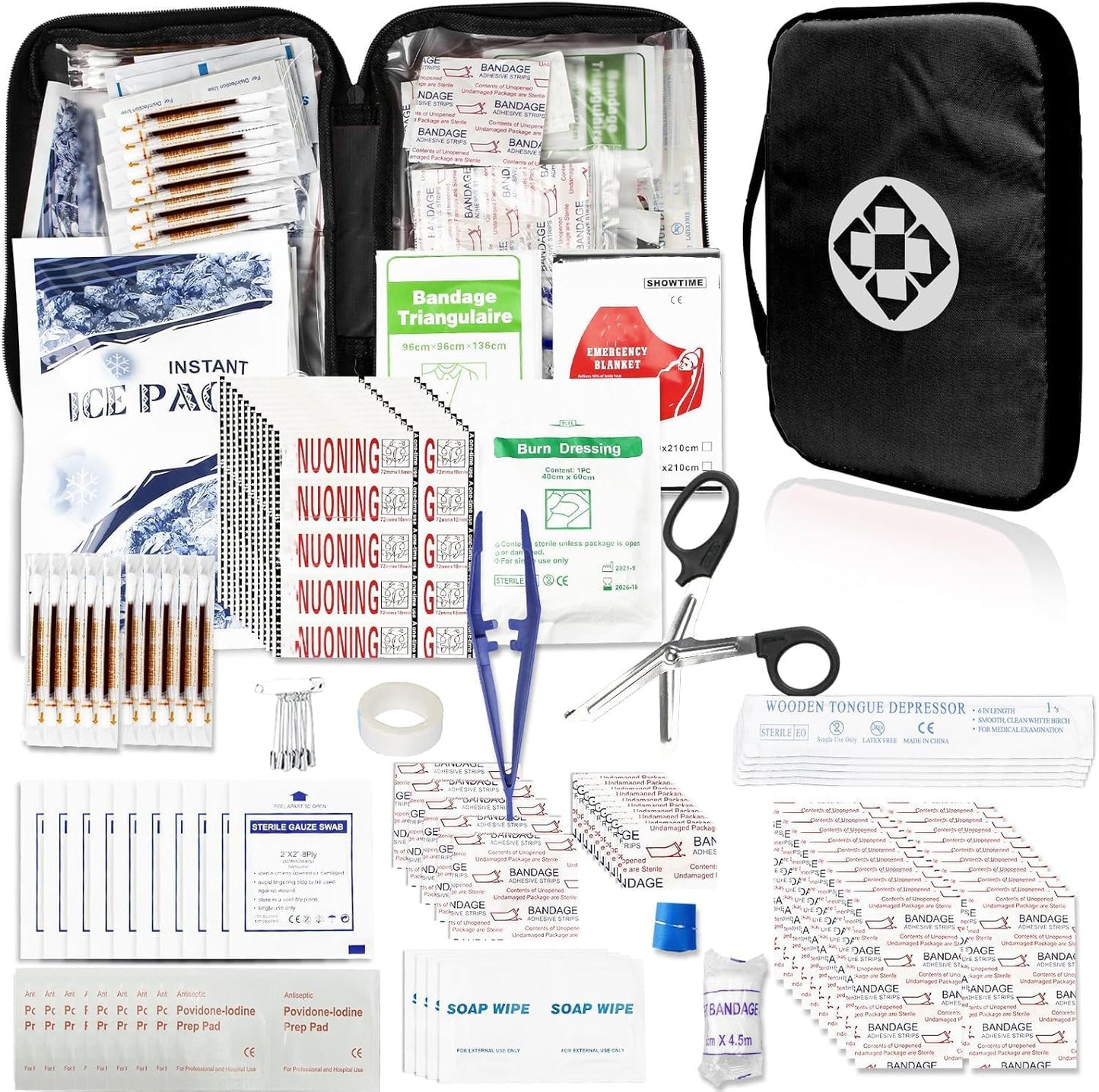 Travel-First Aid-Kit Car-Home 300PCS Survival-Kit Outdoor-Adventure - Small Portable Red Emergency Essential Sets Office Hiking Camping Business Public Must Have First Aid Gear Equipment 1st Aid