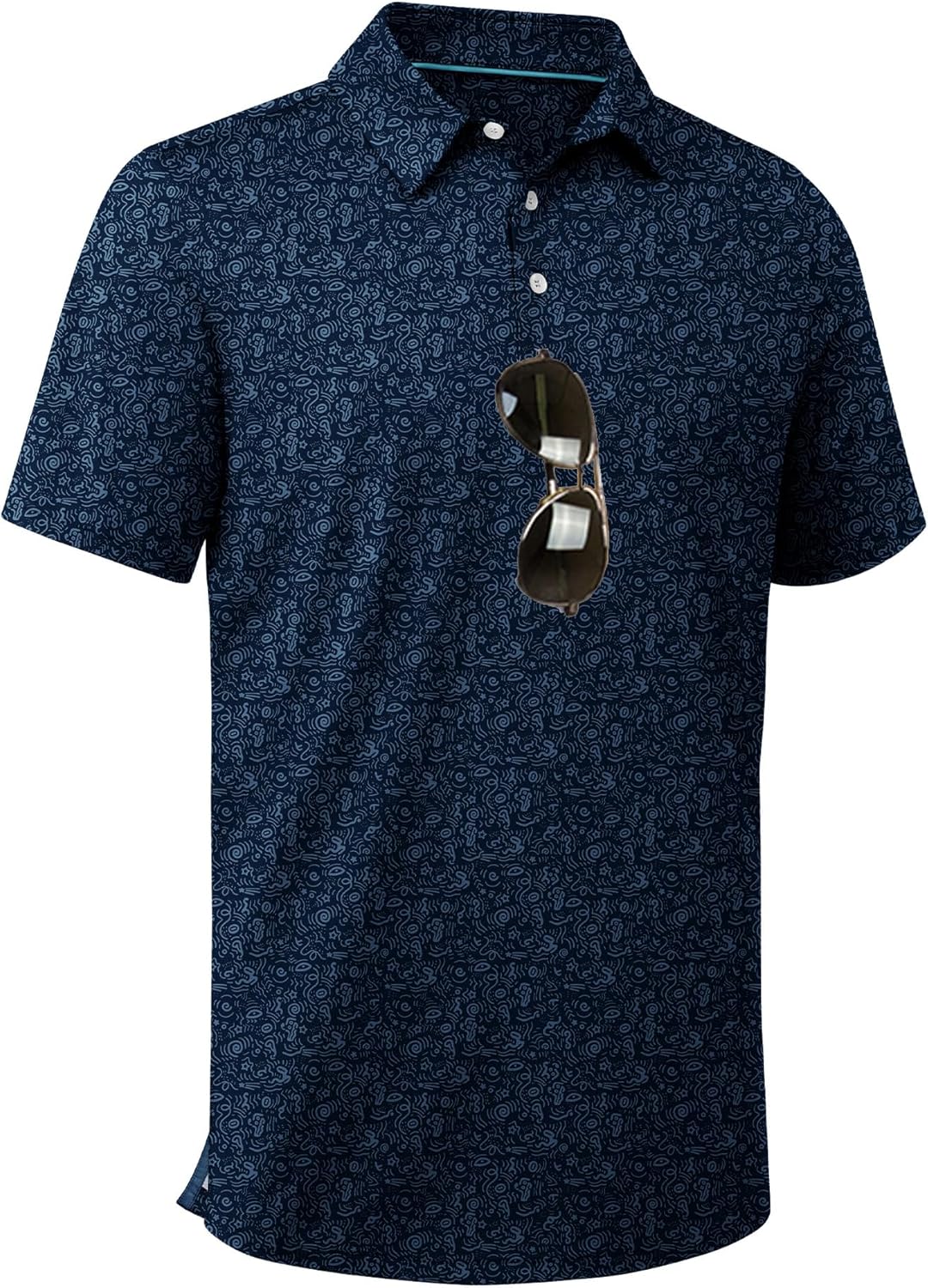 ZITY Men's Golf Shirts Short Sleeve Moisture Wicking Performance Print Patterns Casual Collared Golf Polo Shirt for Men