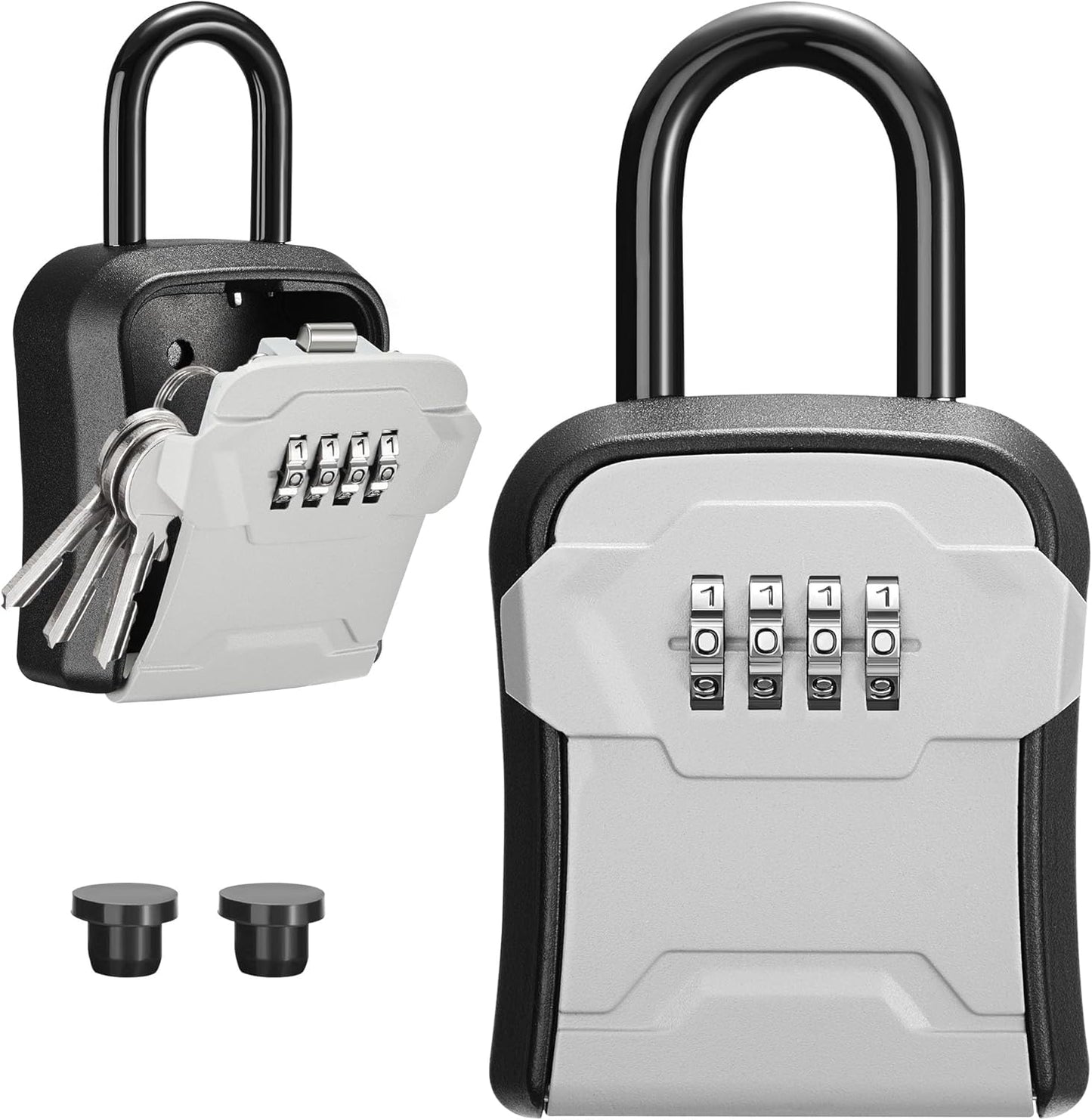 Puroma Lock Box, Key Lock Box Wall Mount & Portable Combination Lockbox with Resettable Code, Security Lockbox for Outside House Keys, Apartment Realtors Spare Keys Storage (1 Pack, Pure Black)