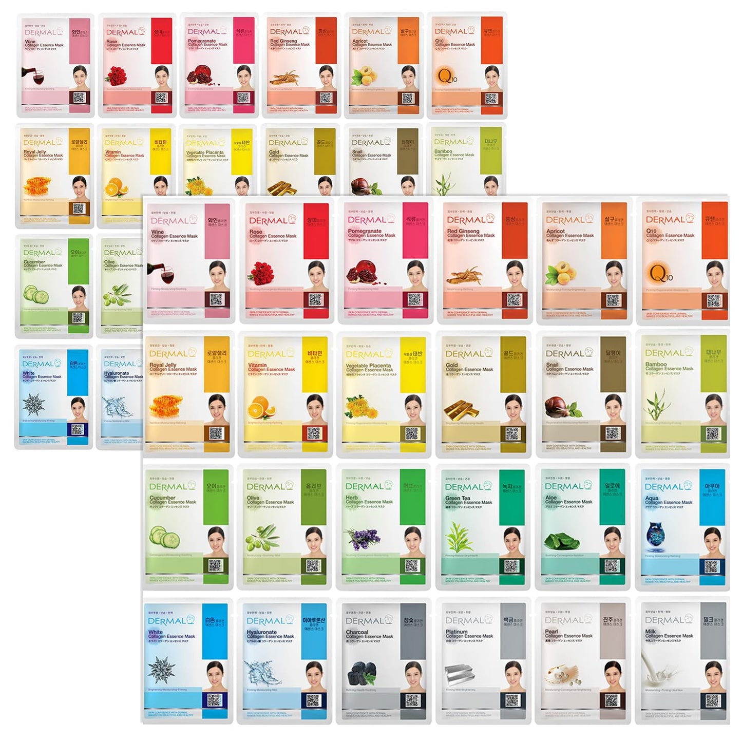 DERMAL 24 Combo Pack Made in Korea Facial Mask – 20+ Years of K-Beauty Experience, Premium Quality Korean Sheet Masks for Daily Skincare Routine