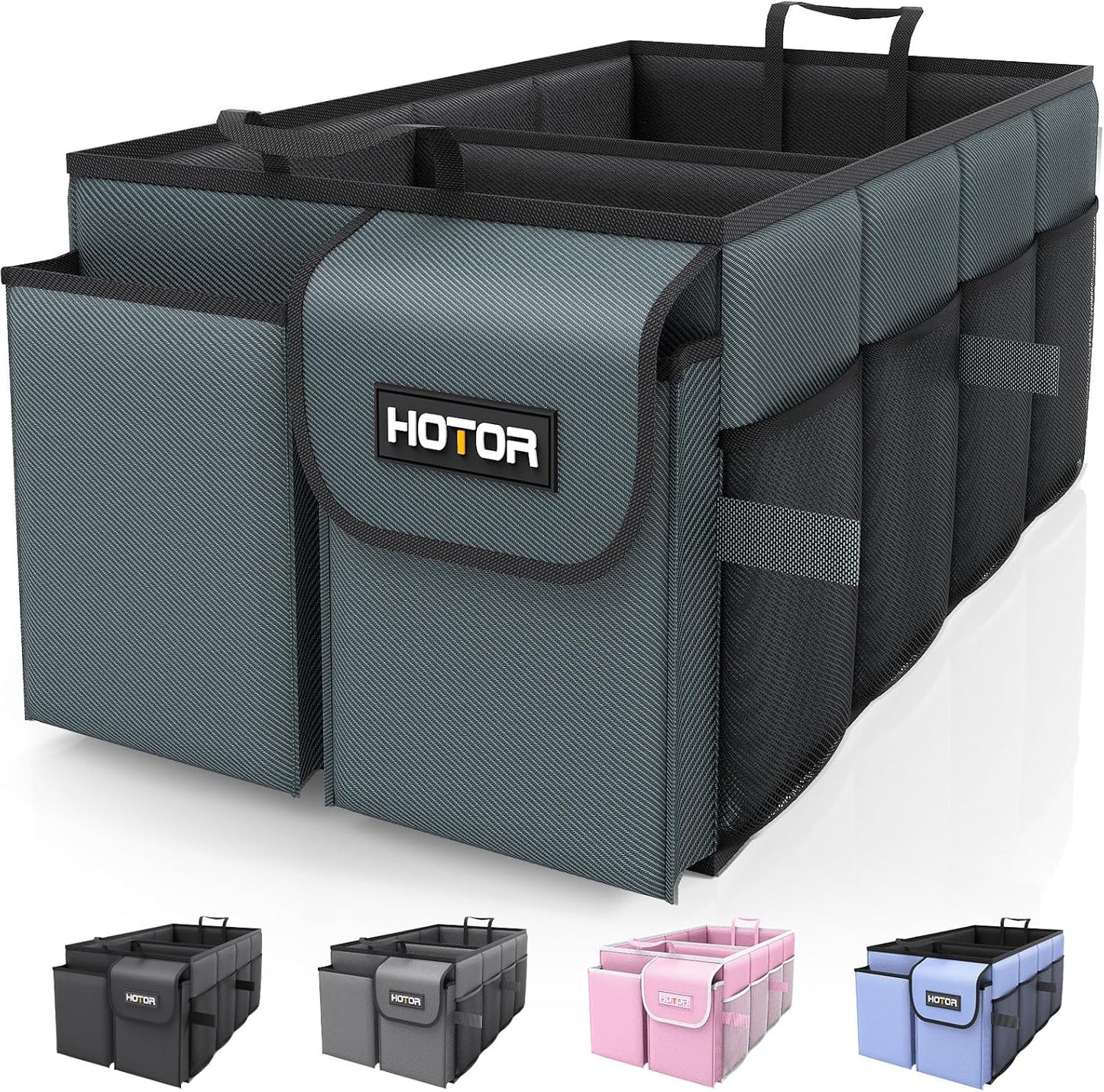 HOTOR Trunk Organizer - Car Organizer, Foldable Trunk organizer for SUVs & Sedans, Sturdy Car Organization for Car Accessories, Tools, Sundries, Brown Camouflage, 2 Compartments, 21.3"×12.6"×10.6"