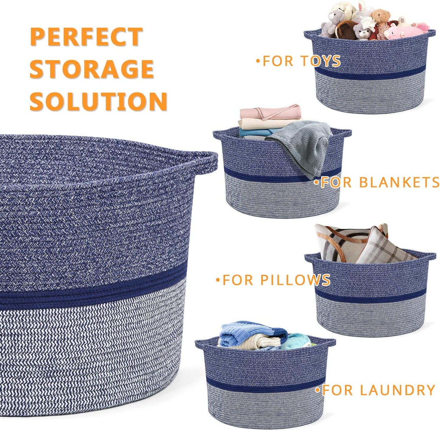 R RUNKA Extra Large Storage Basket - Soft Woven Organizer, 22" x 14"