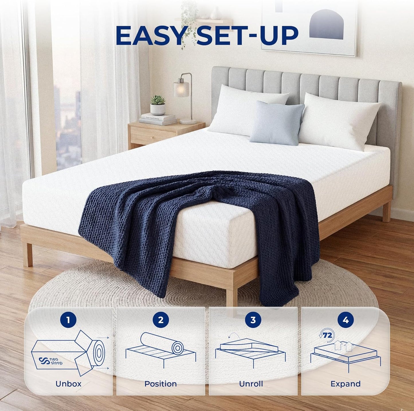 Neo Sleep 8 Inch Full Cooling Gel Memory Foam Mattress, Medium Feel Comfort & Support with Pressure Relief, Breathable Memory Foam, CertiPUR-US Certified, Mattress in a Box (Full, 8 in)