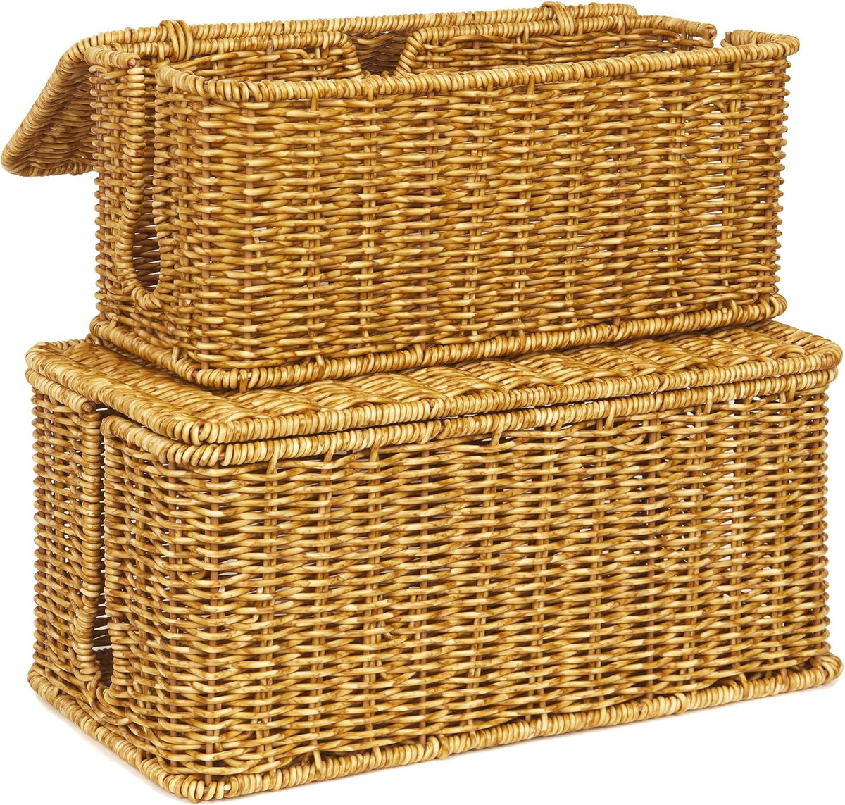 ZhiYo Rattan Cable Management Box, Cord Organizer, Nature, 13.5"x6.2"x6"