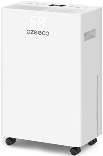 34 Pint Dehumidifier for Basement up to 2500 Sq.Ft, ozeeco Home Dehumidifier with Drain Hose, Ionizer, Humidity Control, Ultra Quiet, Child Lock, 24H Timer for Bedroom, Bathroom, RV